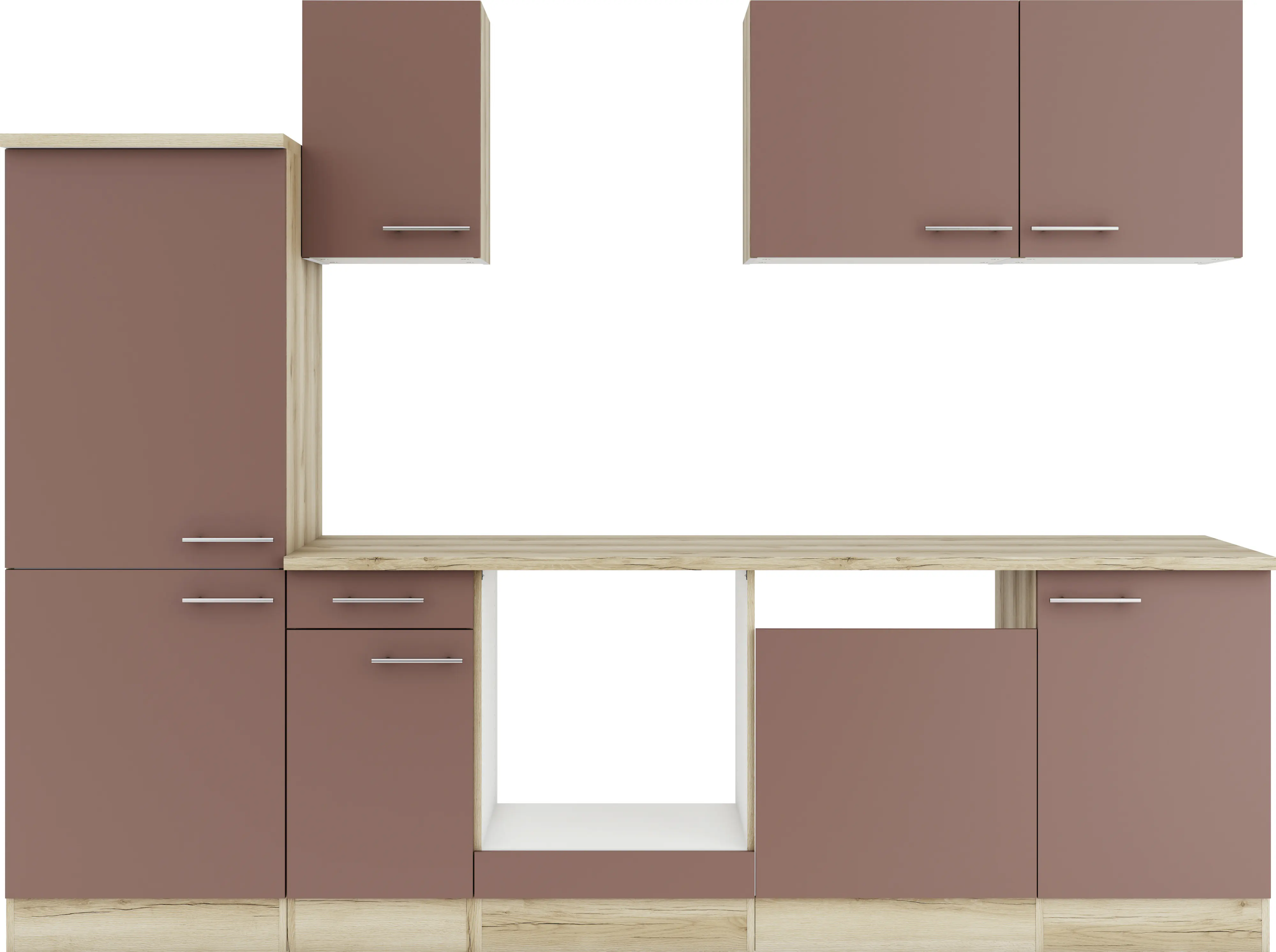 Optifit Küchenzeile Bari 407 ohne Geräte rostrot 270 cm