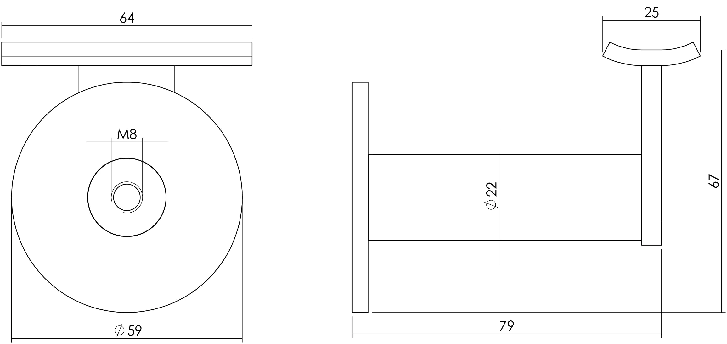 Intersteel Geländerhalter Edelstahl gebürstet mit schwerer runder Auflage