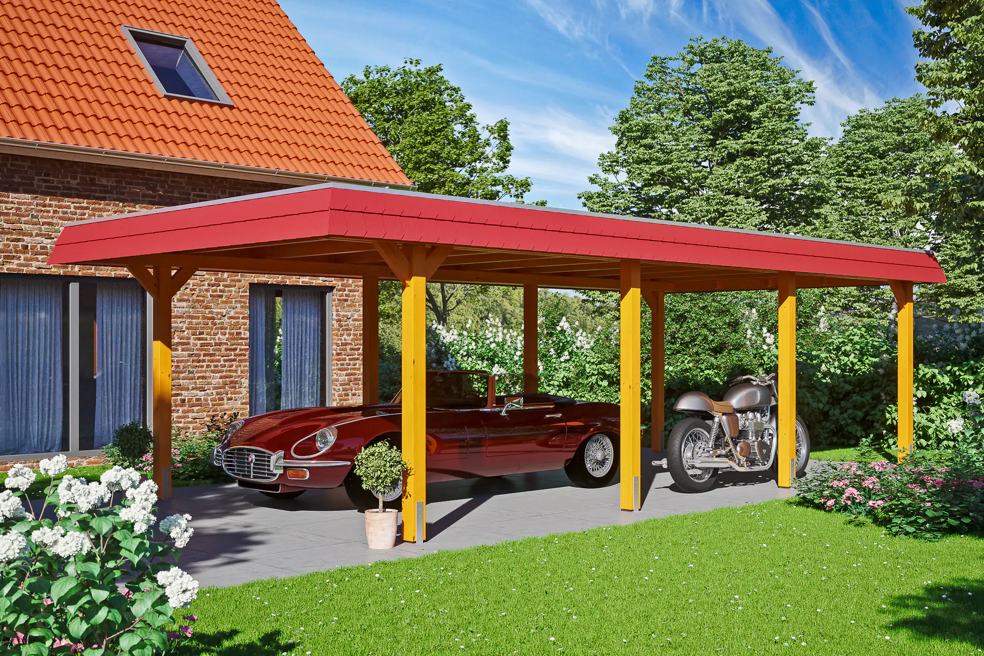 SKAN HOLZ Carport Wendland 409 x 870 cm mit Aluminiumdach