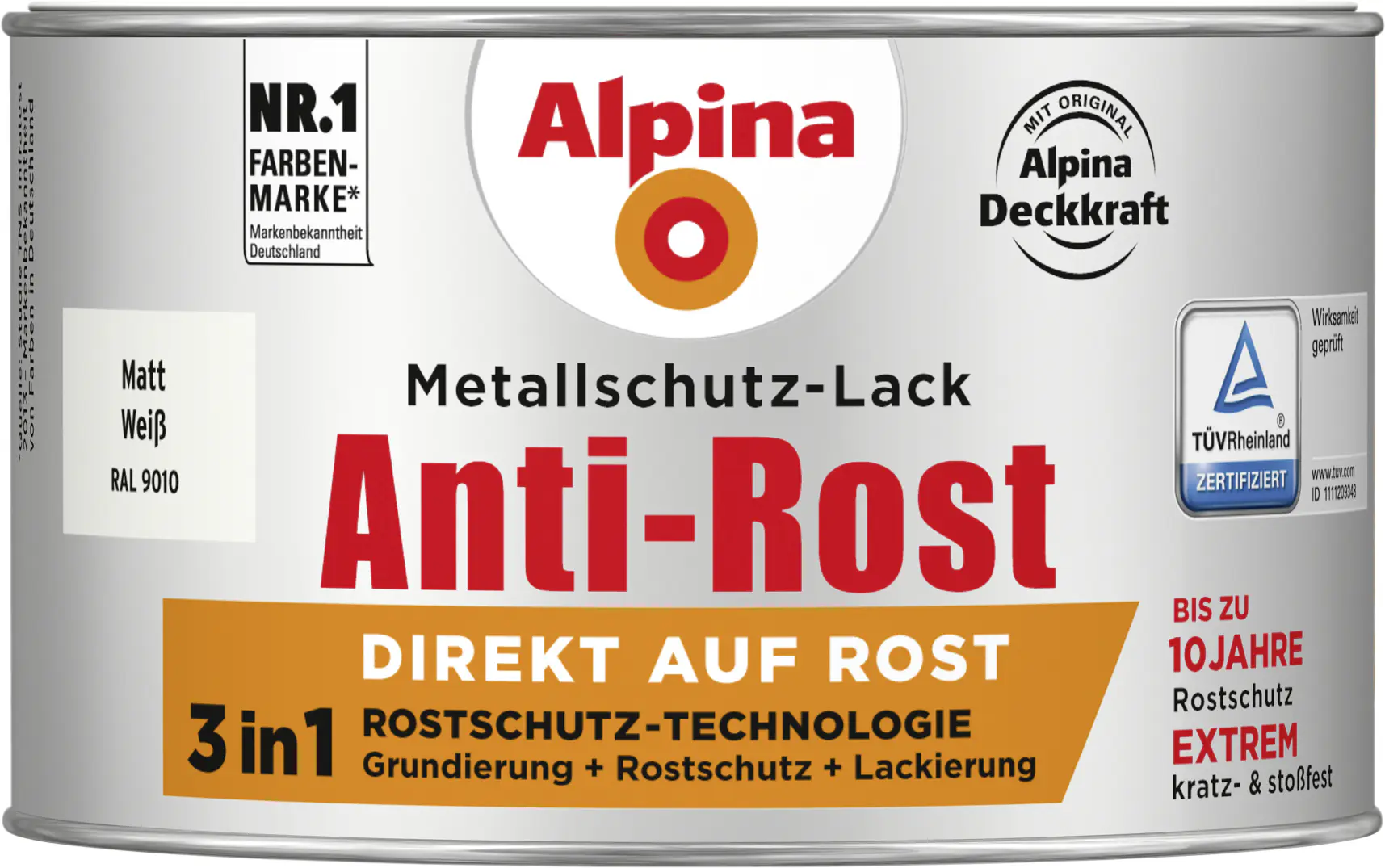 Alpina Metallschutz-Lack Anti-Rost 300 ml weiß matt