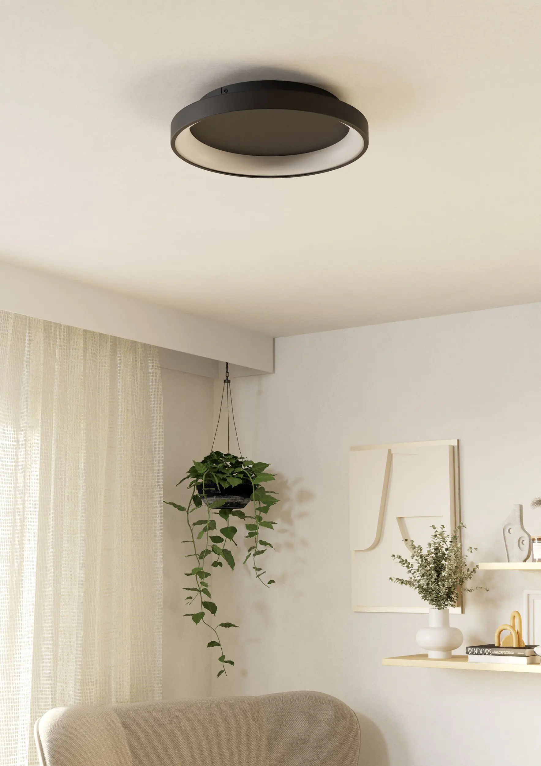 Eglo LED Deckenleuchte Lorezello-Z schwarz Ø 35 x 8 cm warmweiß-kaltweiß dimmbar Eglo LED Deckenleuchte Lorezello-Z schwarz Ø 35 x 8 cm warmweiß-kaltweiß dimmbar