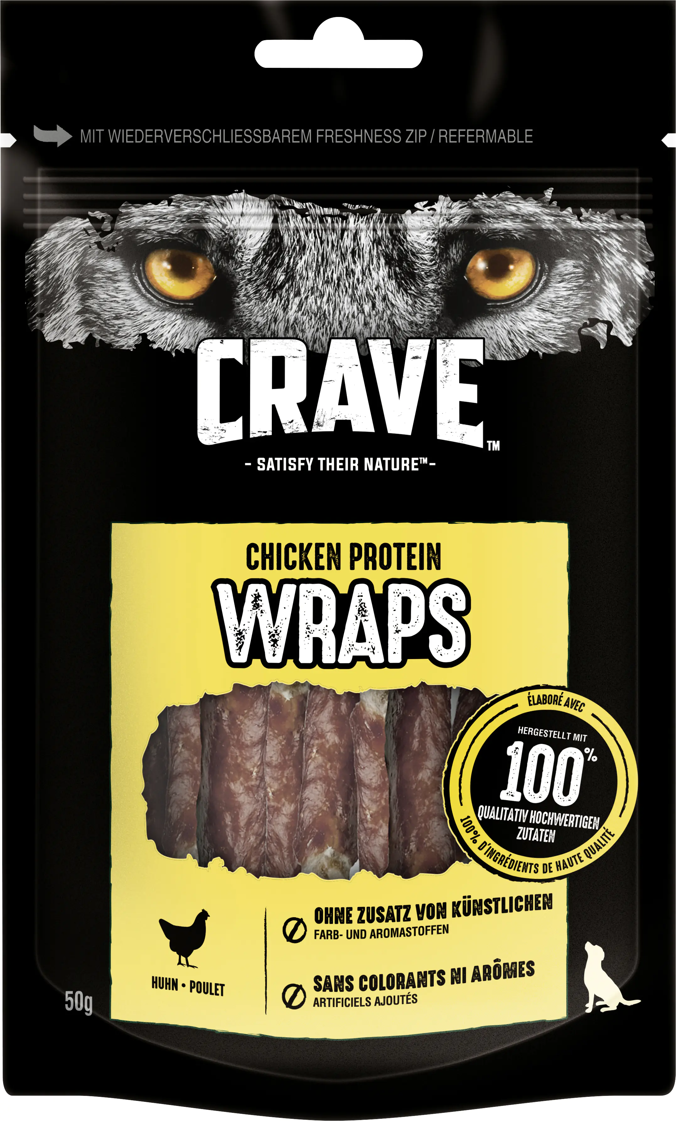 Crave Protein Wraps mit Huhn Hundesnack 50 g