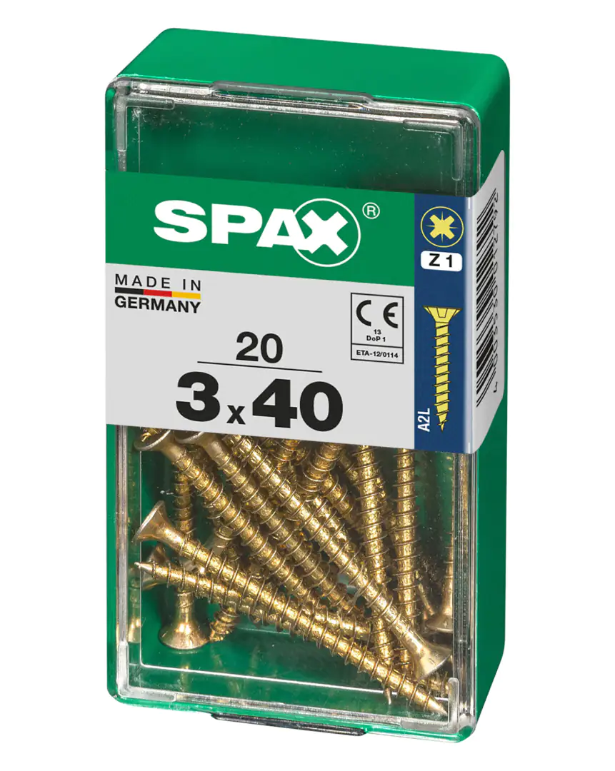 Spax Universalschrauben 3.0 x 40 mm PZ 1 - 20 Stk. Spax Universalschrauben 3.0 x 40 mm PZ 1 - 20 Stk.