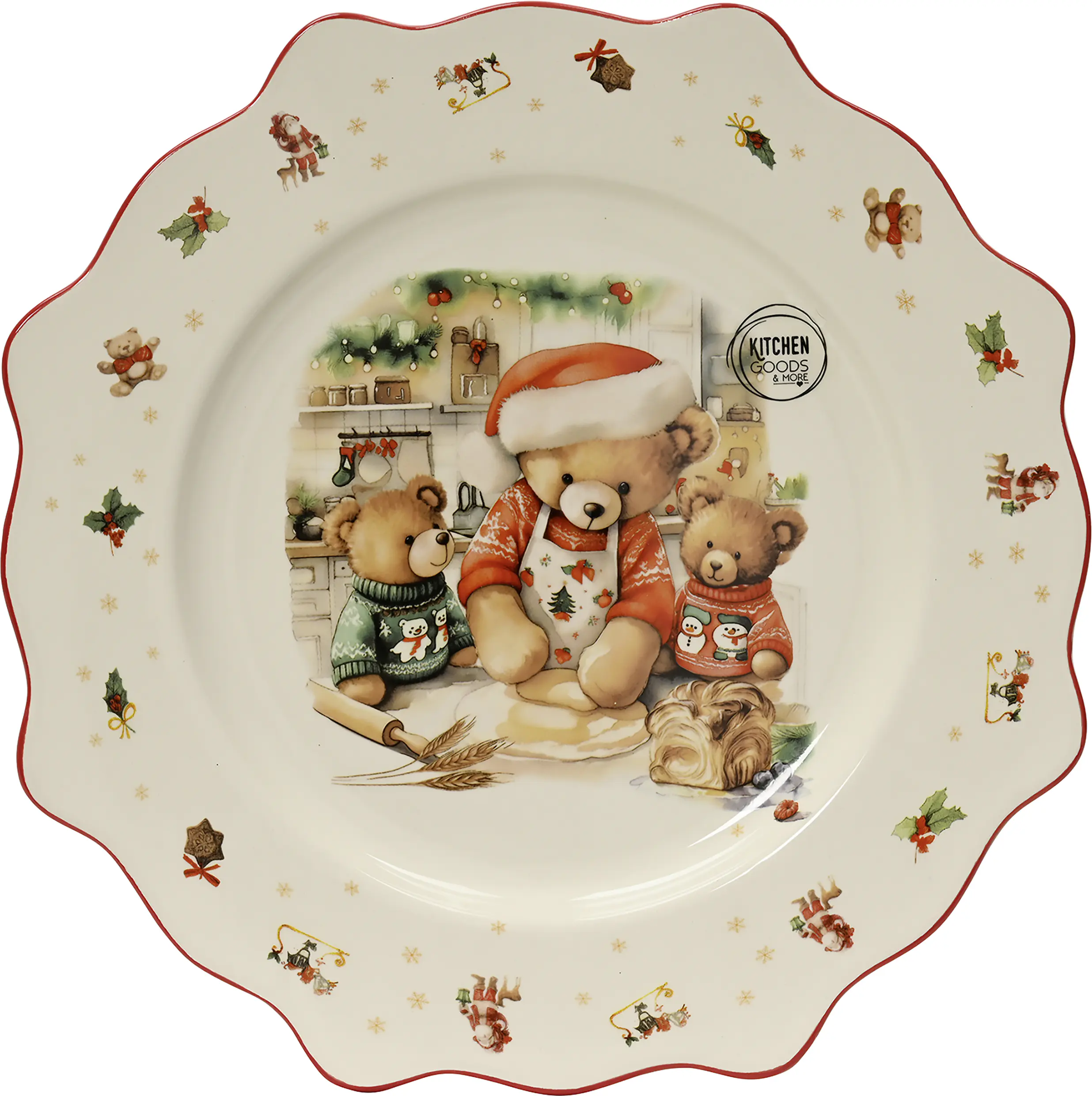 Kitchen Goods Teller Weihnachten aus Dolomit Ø 25,8 x 2,7 cm bunt