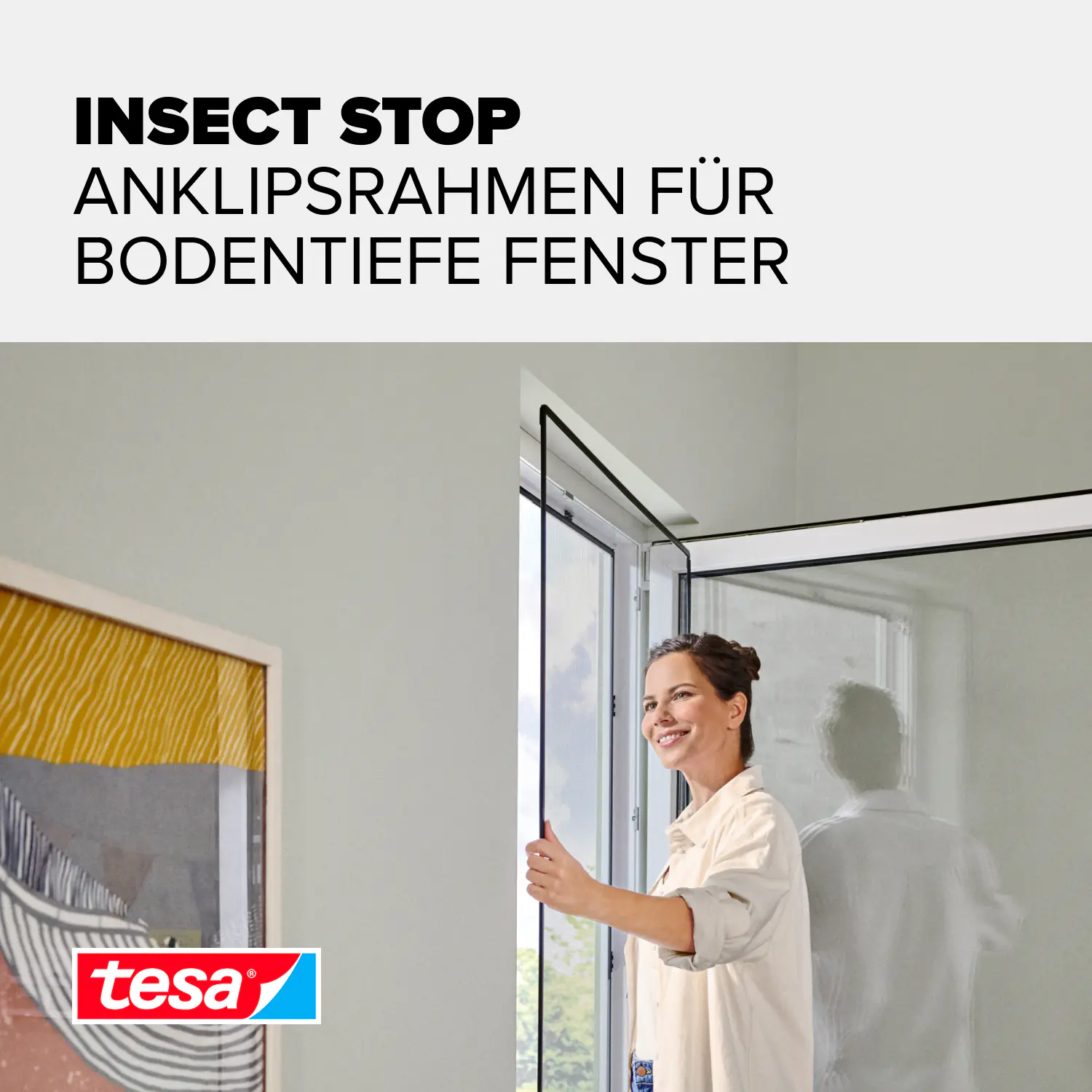 Tesa Insektenschutz Anklipsrahmen für Fenster 120 x 240 cm