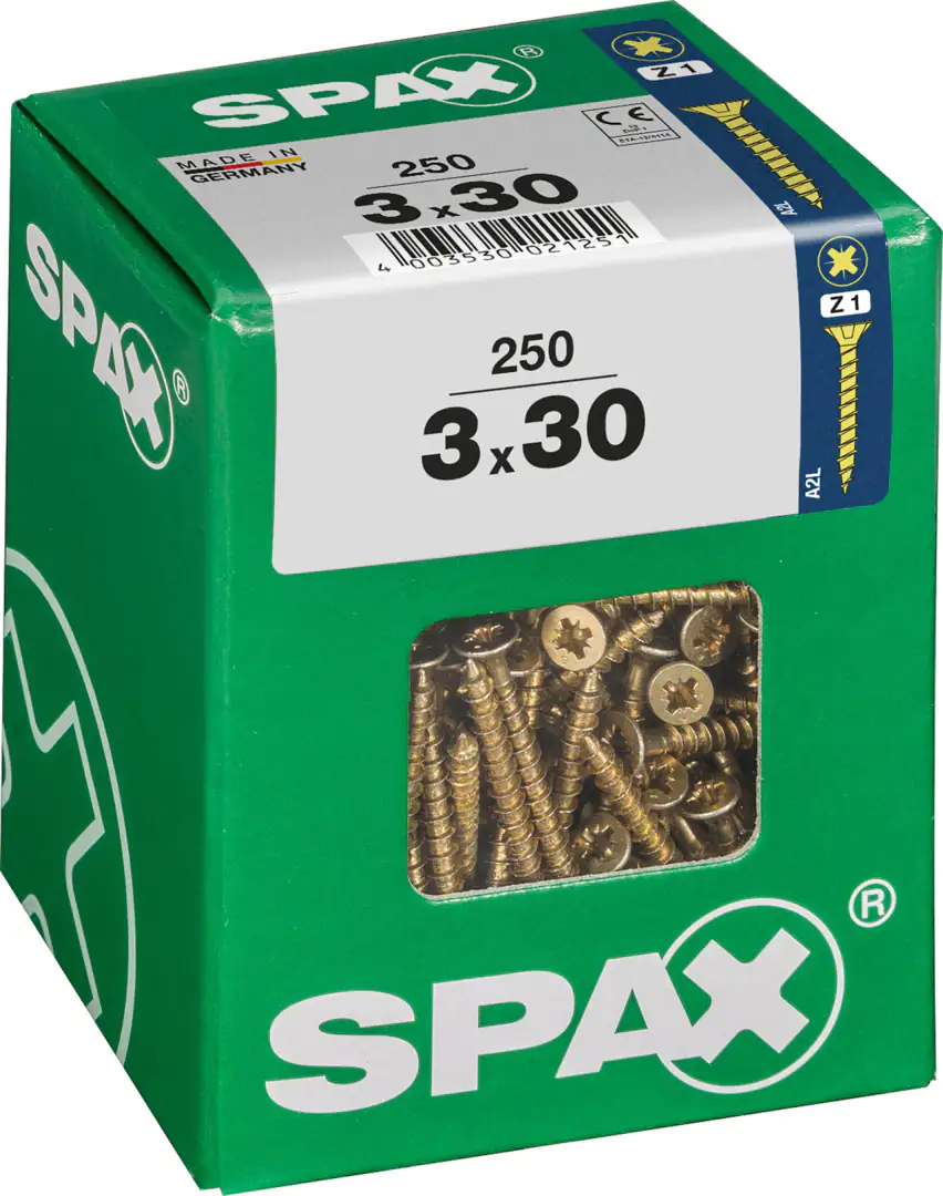 Spax Universalschrauben 3.0 x 30 mm PZ 1 - 250 Stk. Spax Universalschrauben 3.0 x 30 mm PZ 1 - 250 Stk.