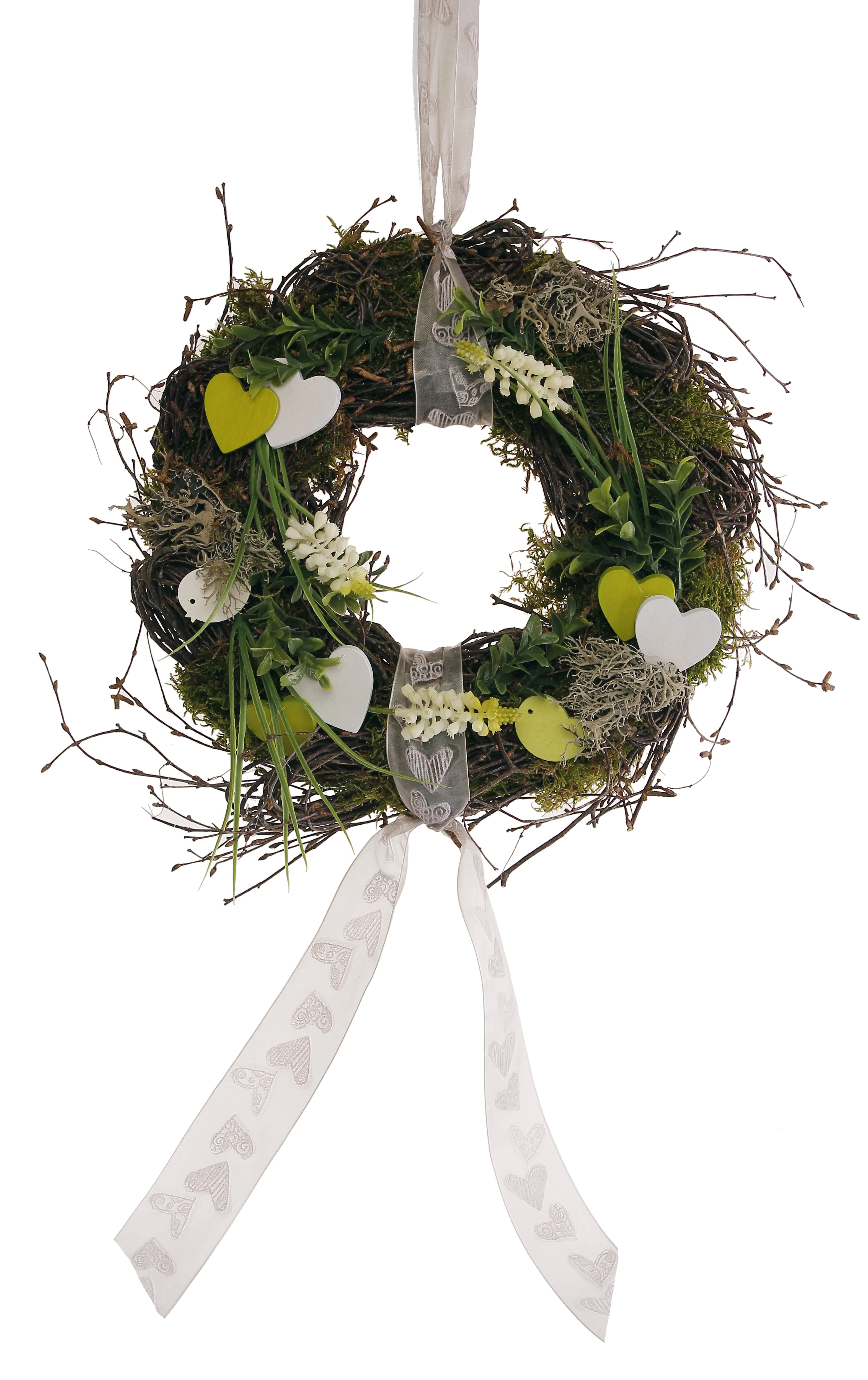 Türkranz mit Buchs Birke und Holzherzen Ø 30 cm