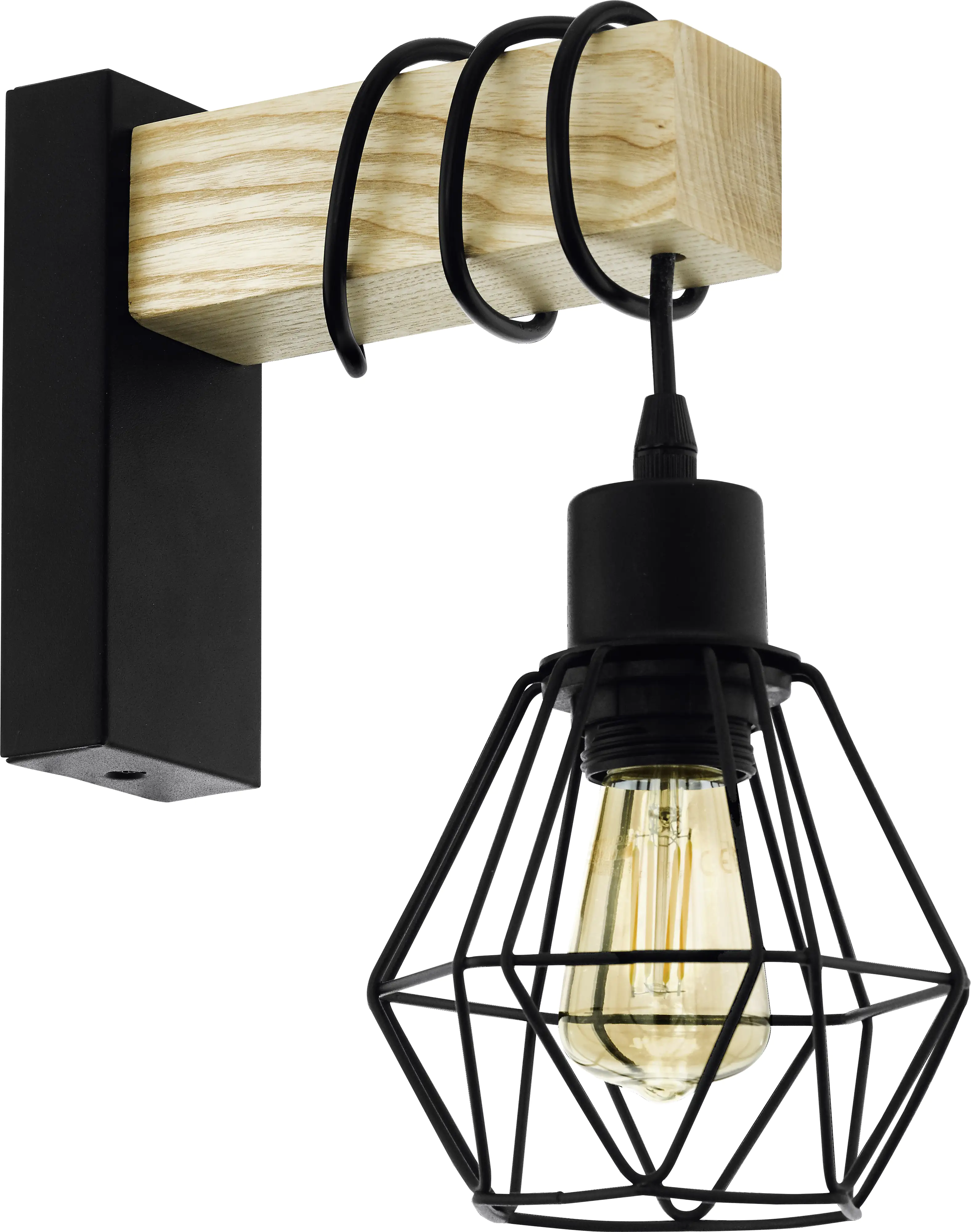 Eglo Wandleuchte Townshend 5 schwarz natur 27,5 x 14 x 24 cm E27 Eglo Wandleuchte Townshend 5 schwarz natur 27,5 x 14 x 24 cm E27