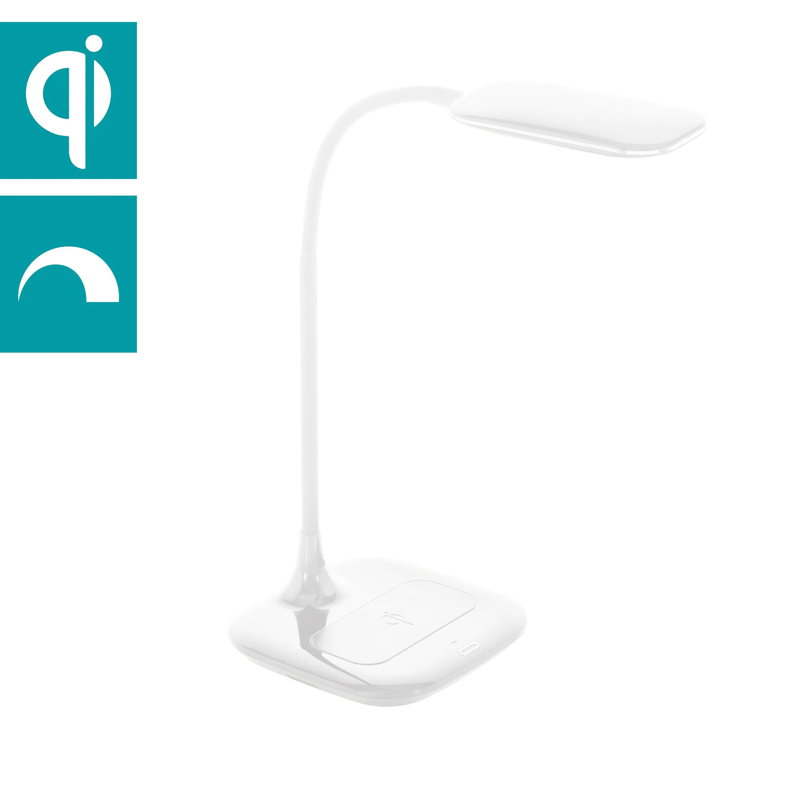 Eglo LED Tischleuchte Masserie weiß 38,5 x 16,5 cm mit QI-Charger