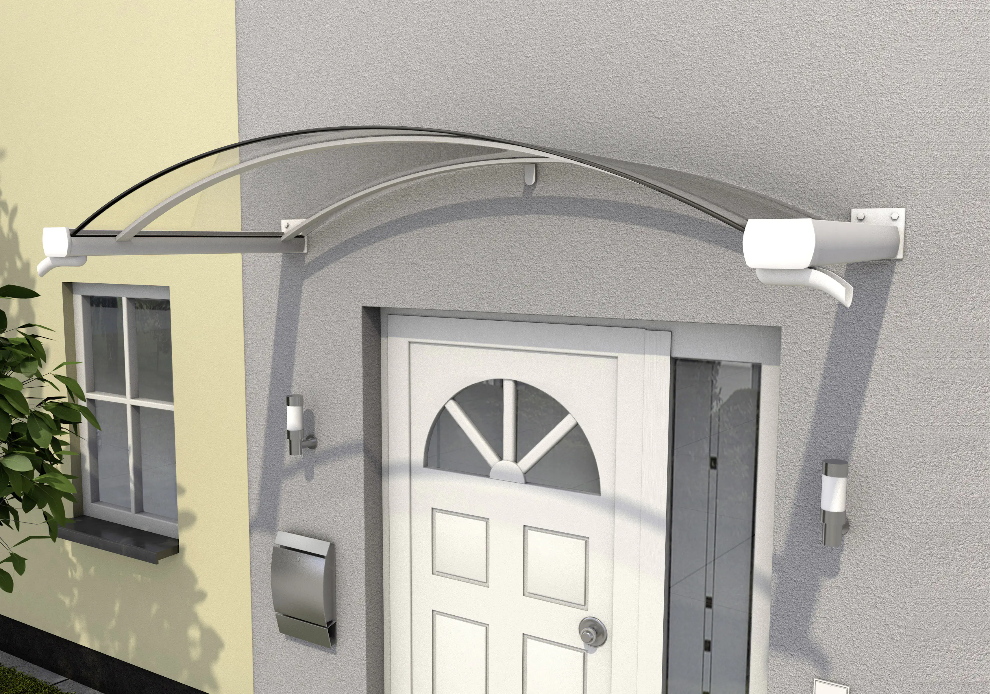 Gutta Bogenvordach BV/B 200 Aluminium weiß, Acrylglas klar