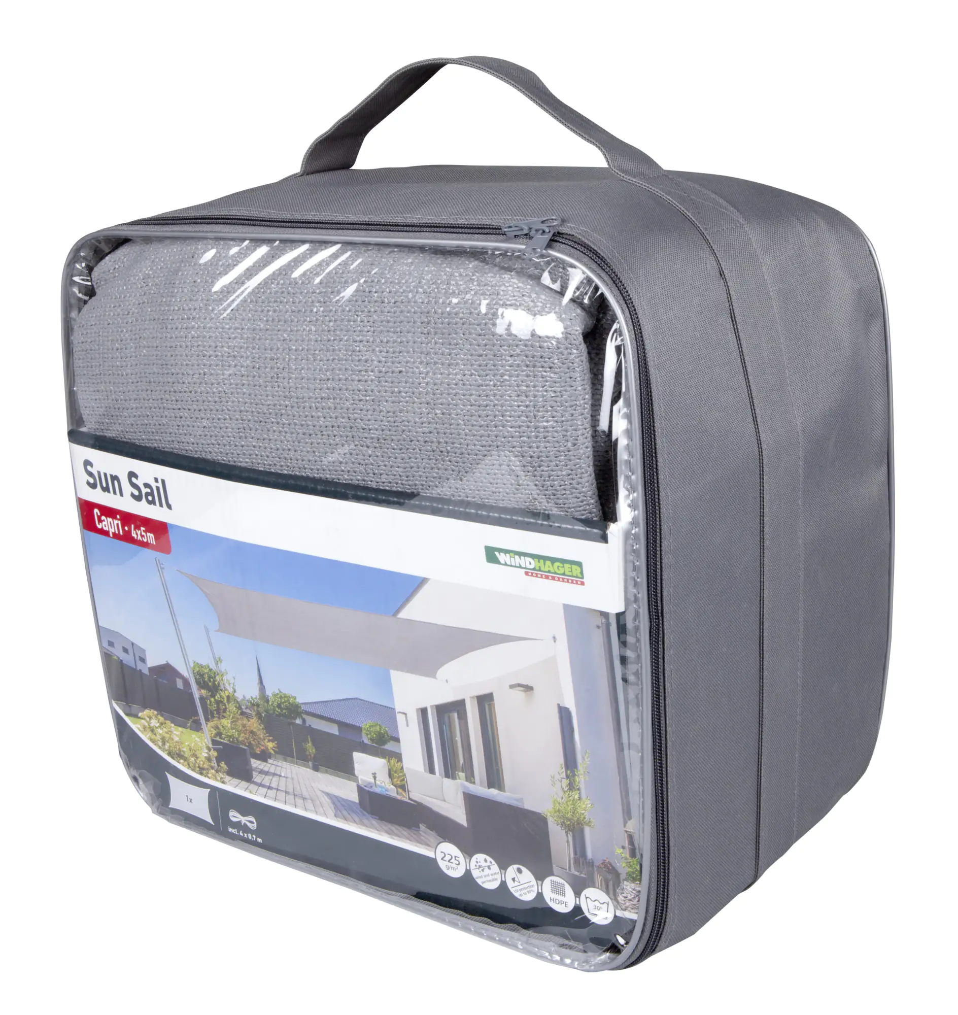 Windhager Sonnensegel Capri grau 4 x 5 m