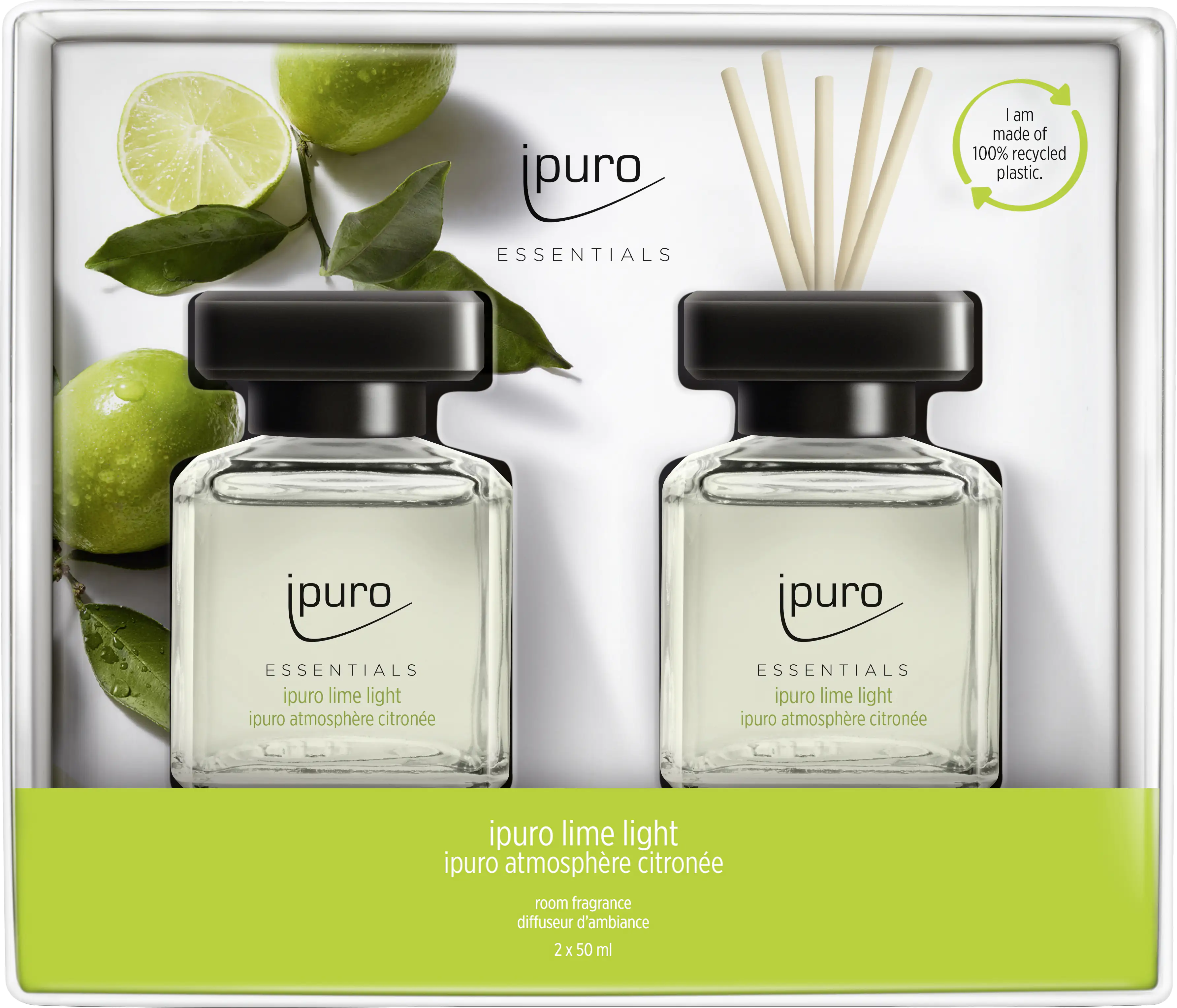 4051281982086 ipuro ESSENTIALS Raumduft Set Lime Light 2 x 50 ml