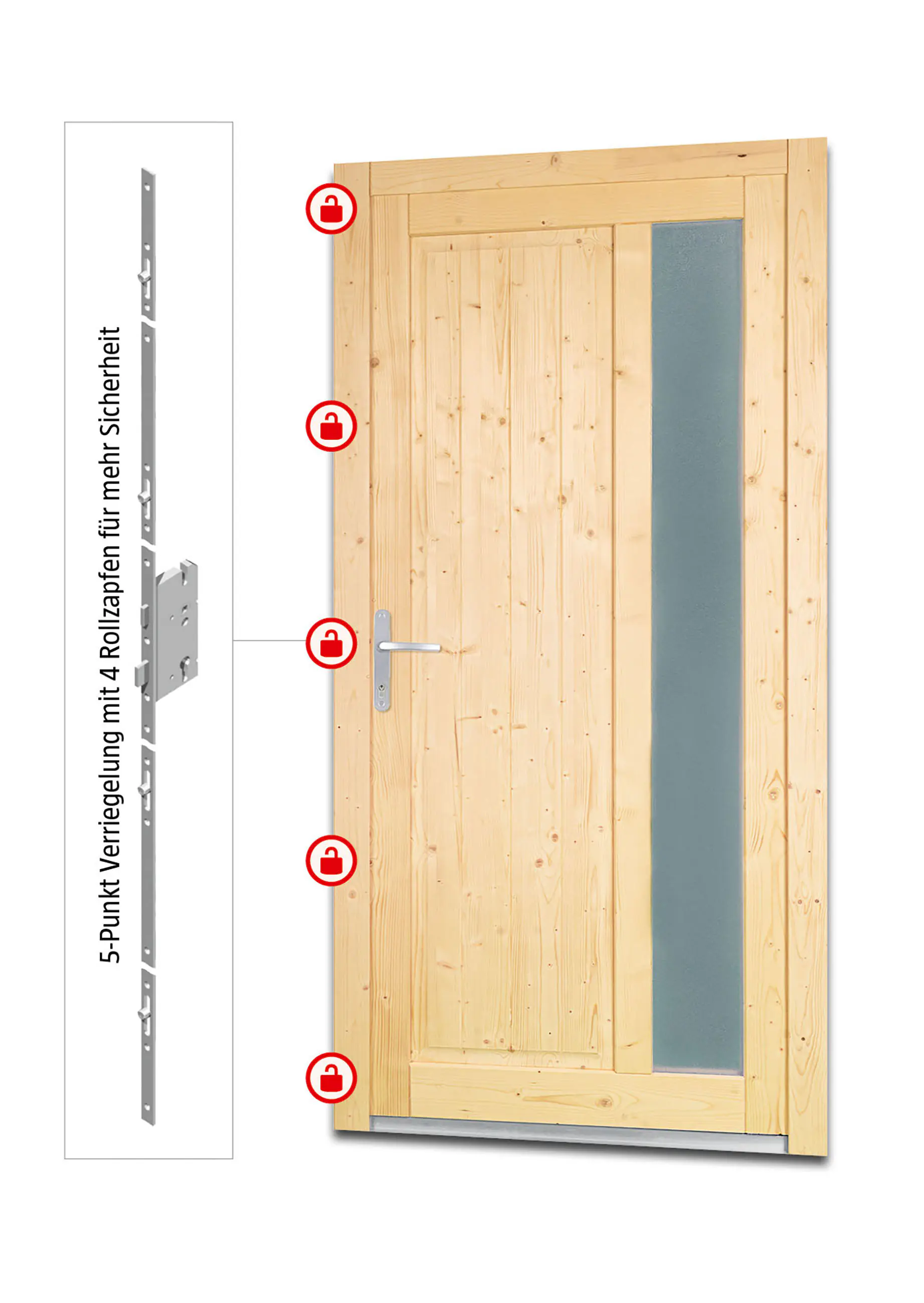 Panto Nebeneingangstür Holz 511 88 x 198 cm DIN links