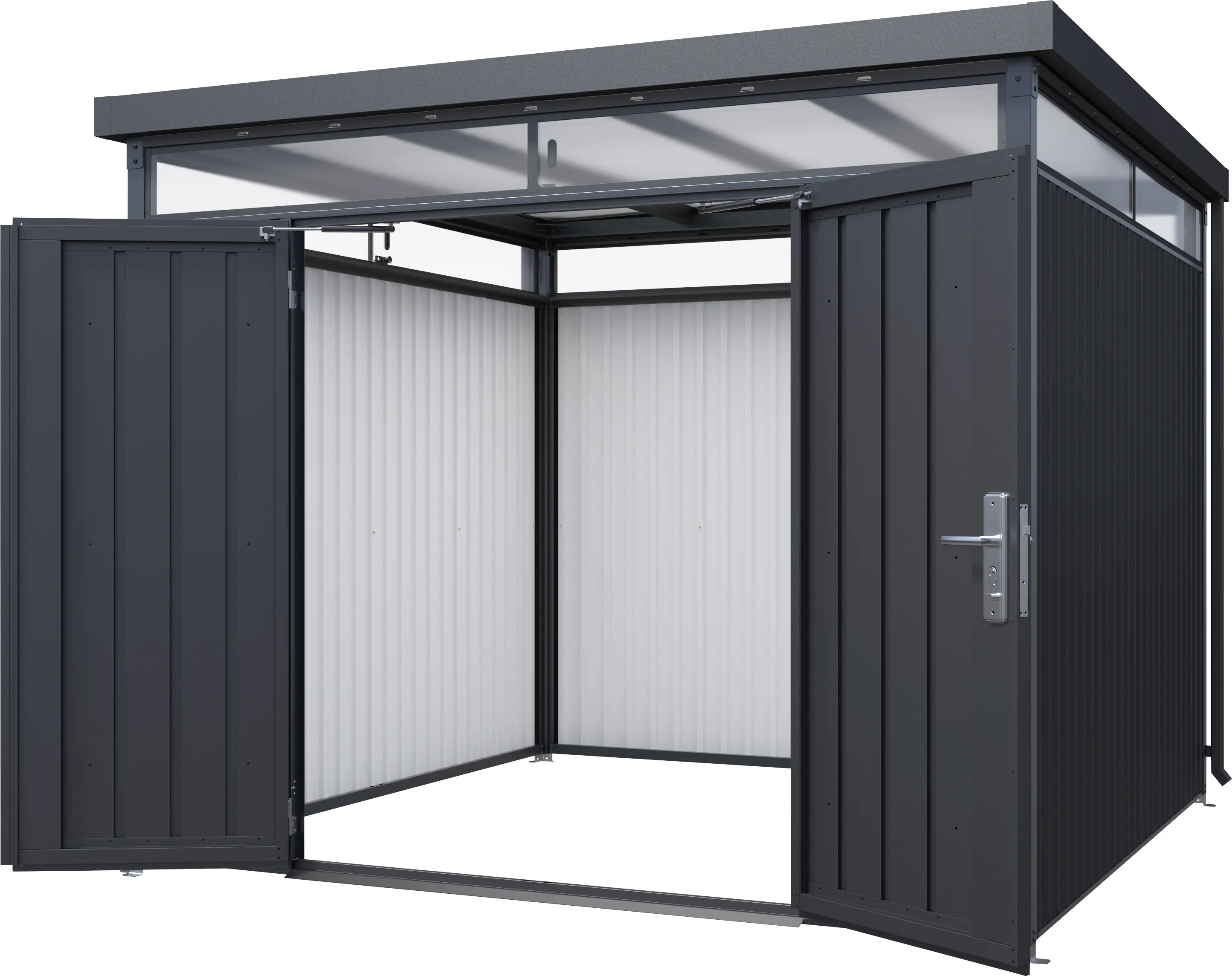 Floraworld Gerätehaus Premium Q10 Firstline schwarz-mettalic 314 x 314 x 218 cm