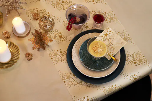 Duni Tischläufer holiday star cream 0,4 x 4,8 m