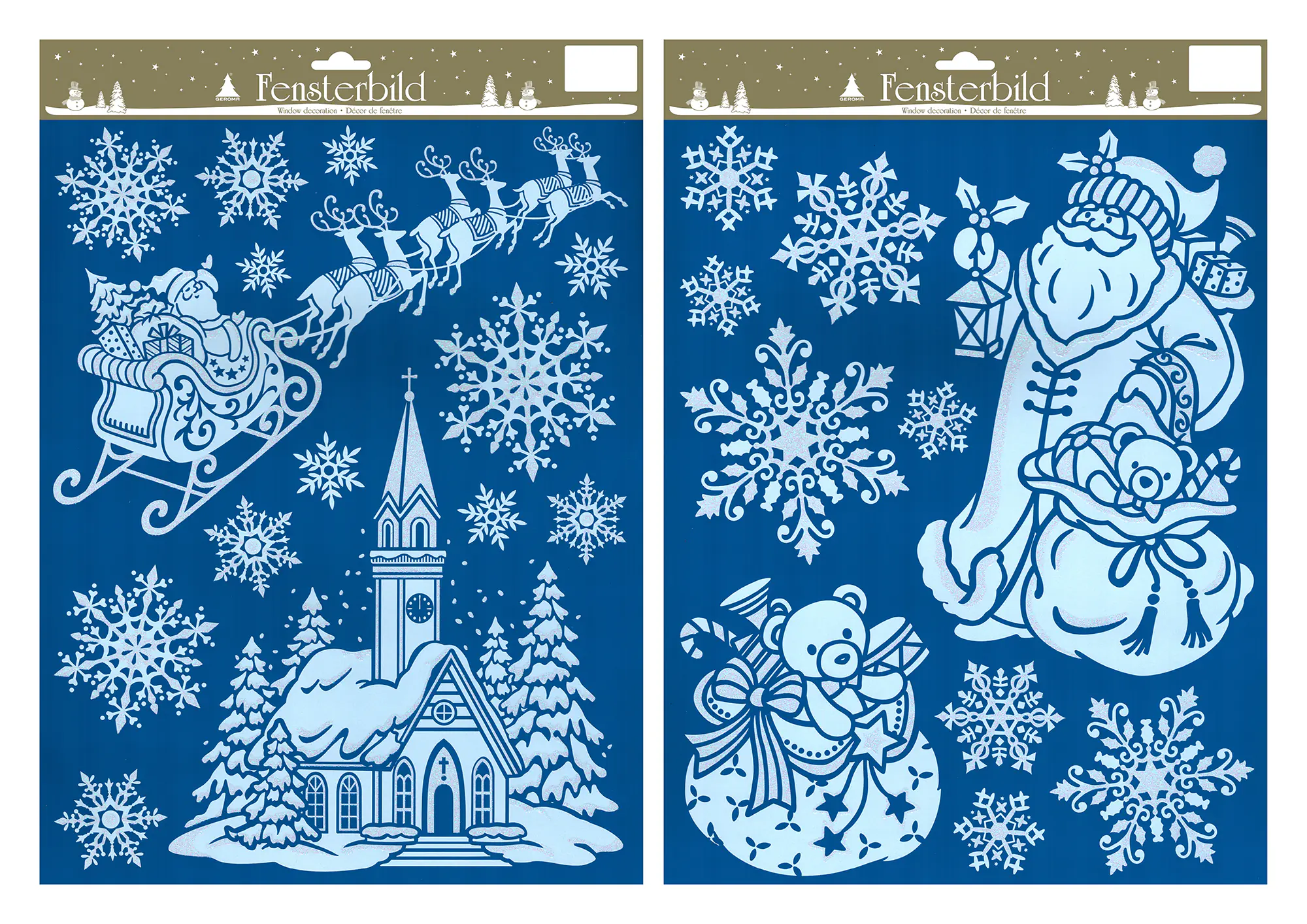 Fensterbild Weihnachten Kunststoff 29 x 41 cm blau-weiß 2-fach sortiert Fensterbild Weihnachten Kunststoff 29 x 41 cm blau-weiß 2-fach sortiert