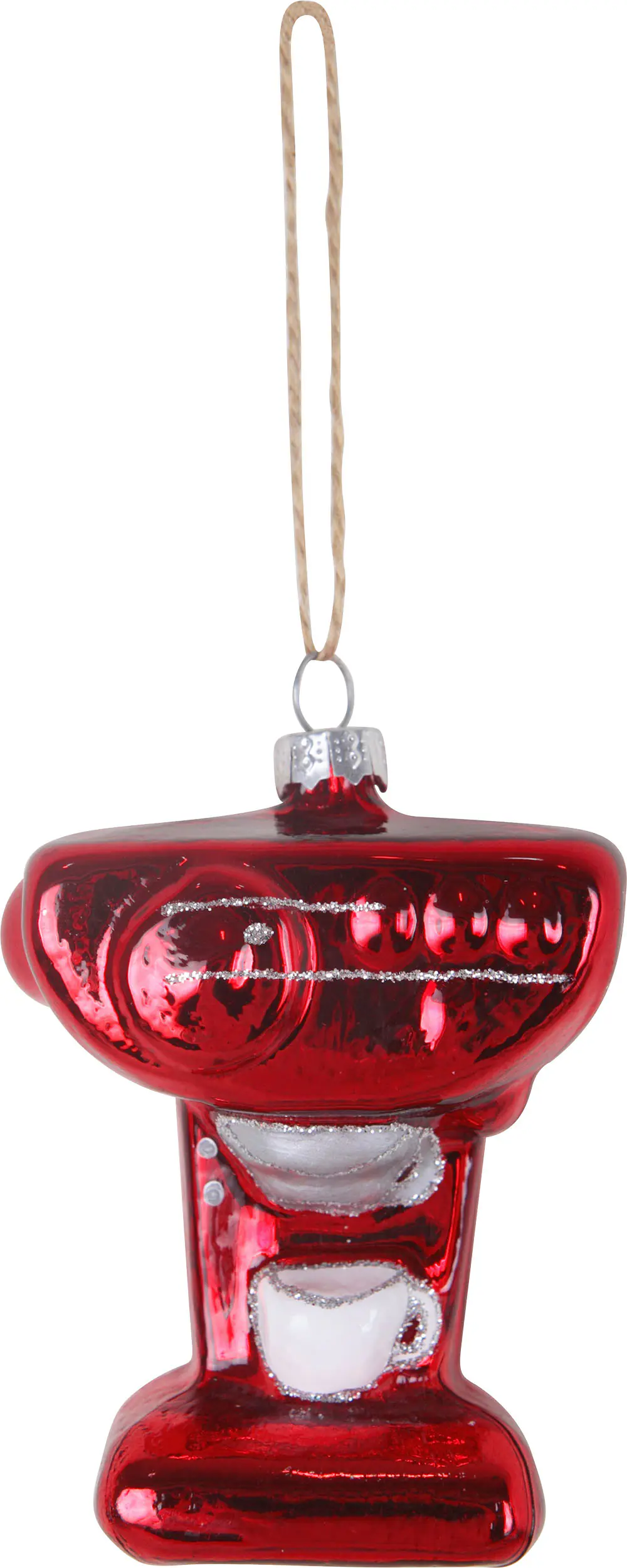 TrendLine Weihnachtskugel aus Glas Kaffeemaschine 9,5 x 7 cm rot-weiß