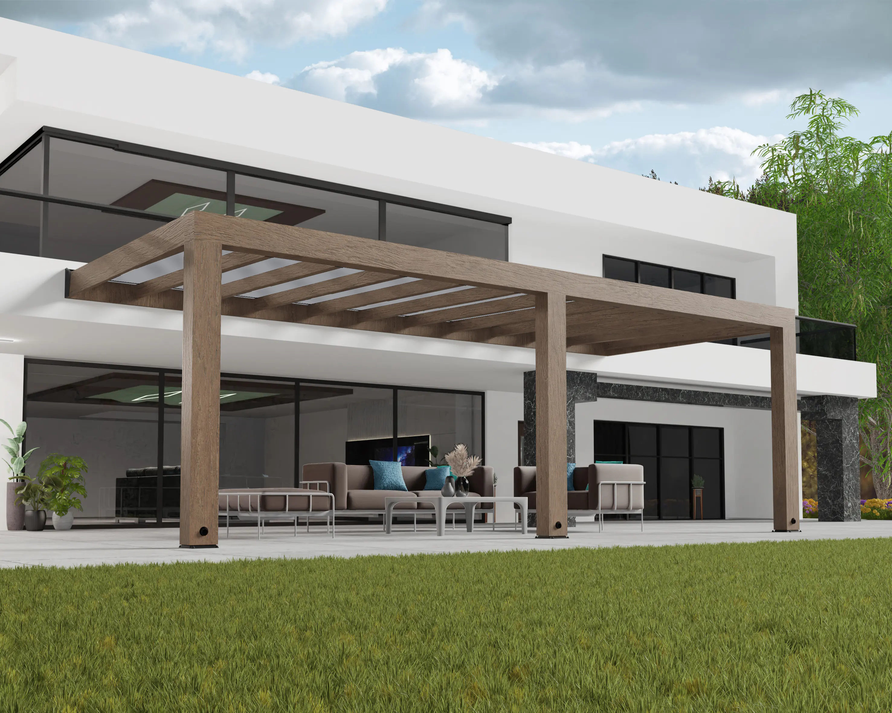 Canopia Terrassenüberdachung Helsinki Holz 795 x 294 cm braun