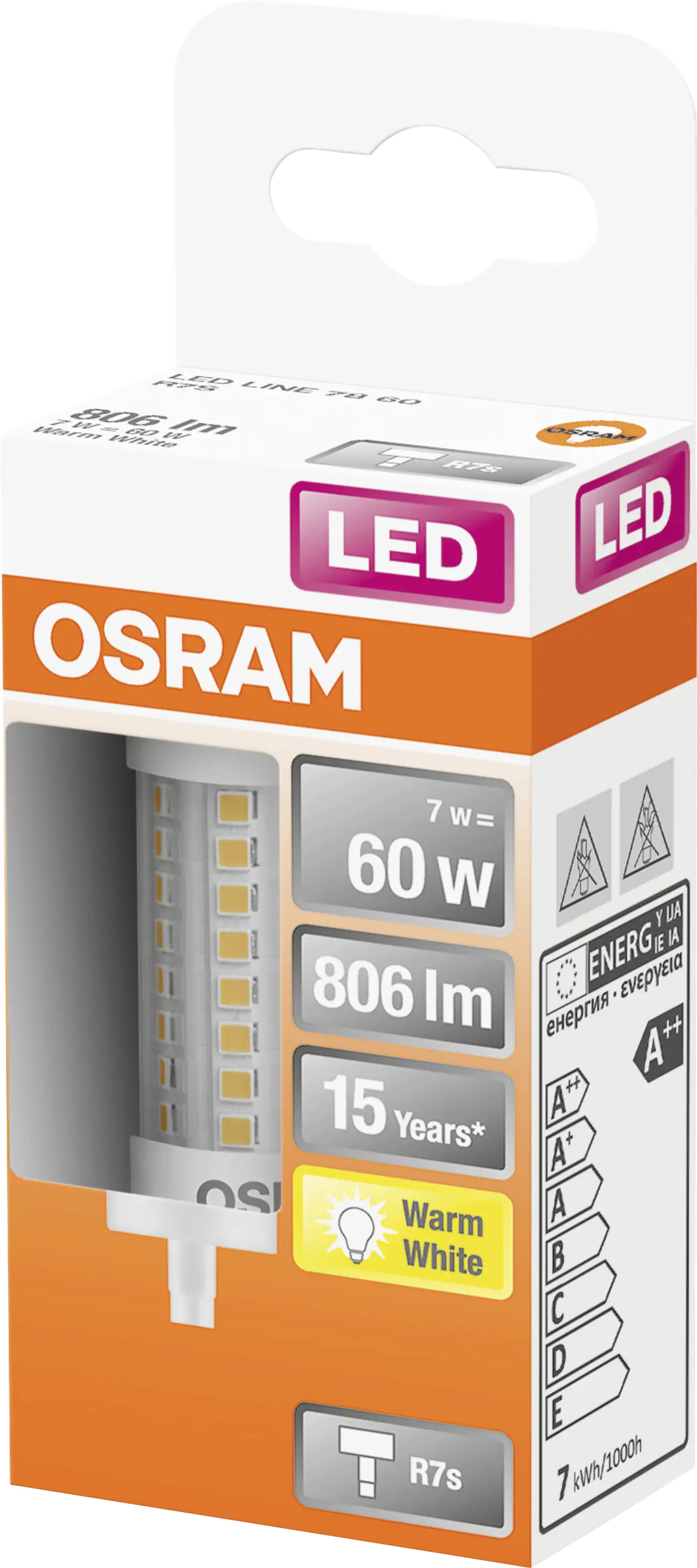 Osram LED Röhre R7S 7W warmweiß, klar
