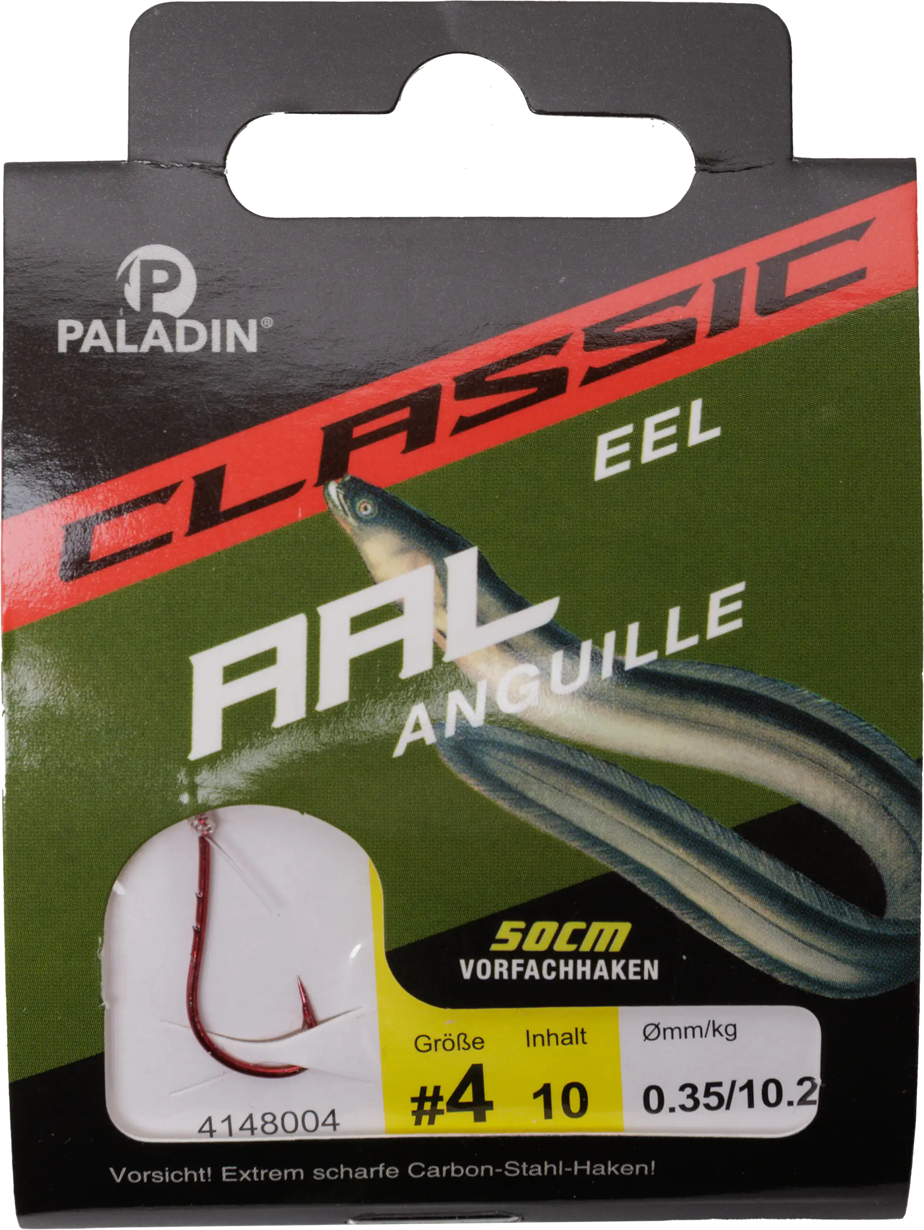 Paladin Aalhaken gebunden Größe 4 50 cm 10 Stück rot