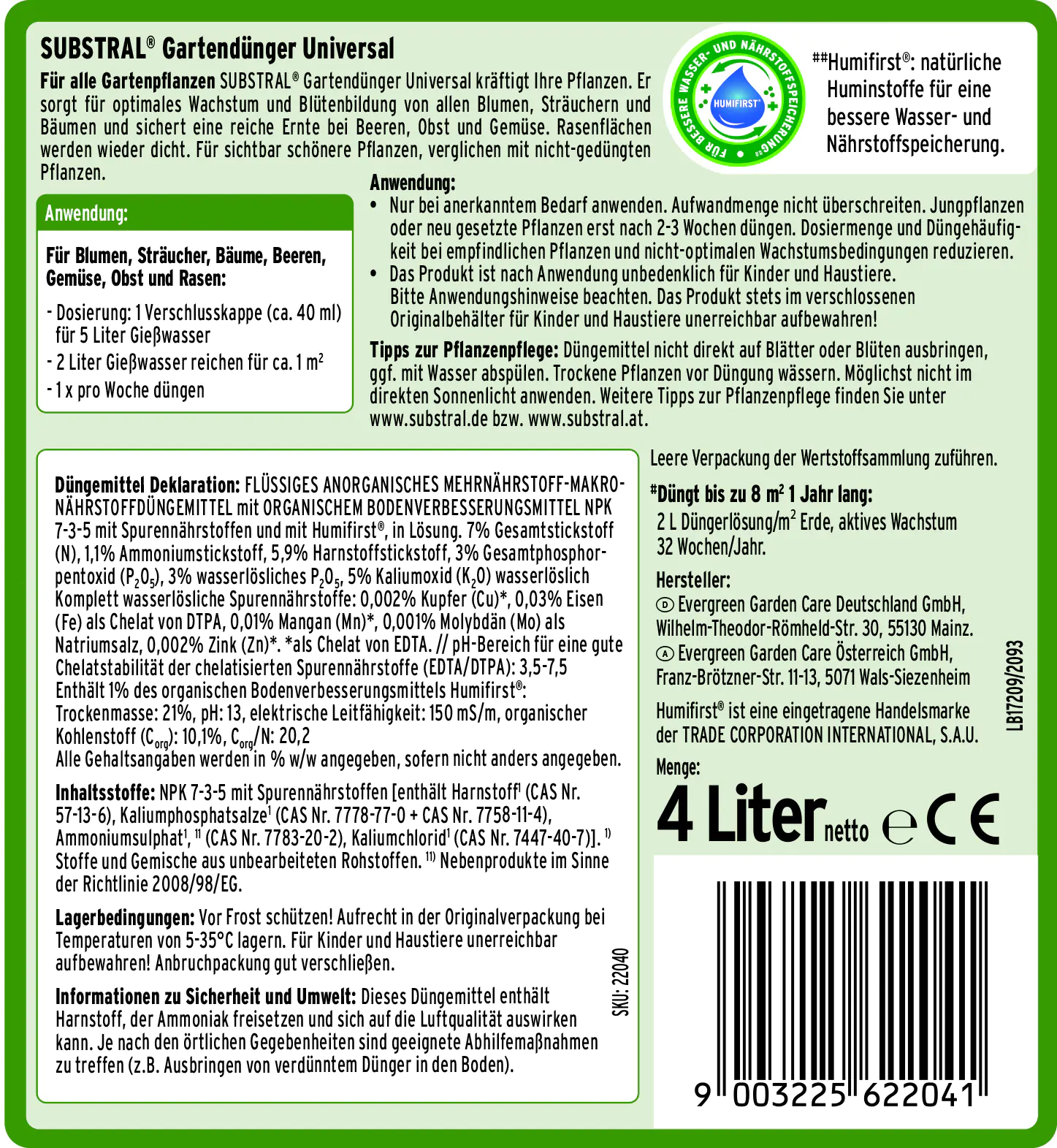 Substral Gartendünger Universal flüssig 4 L