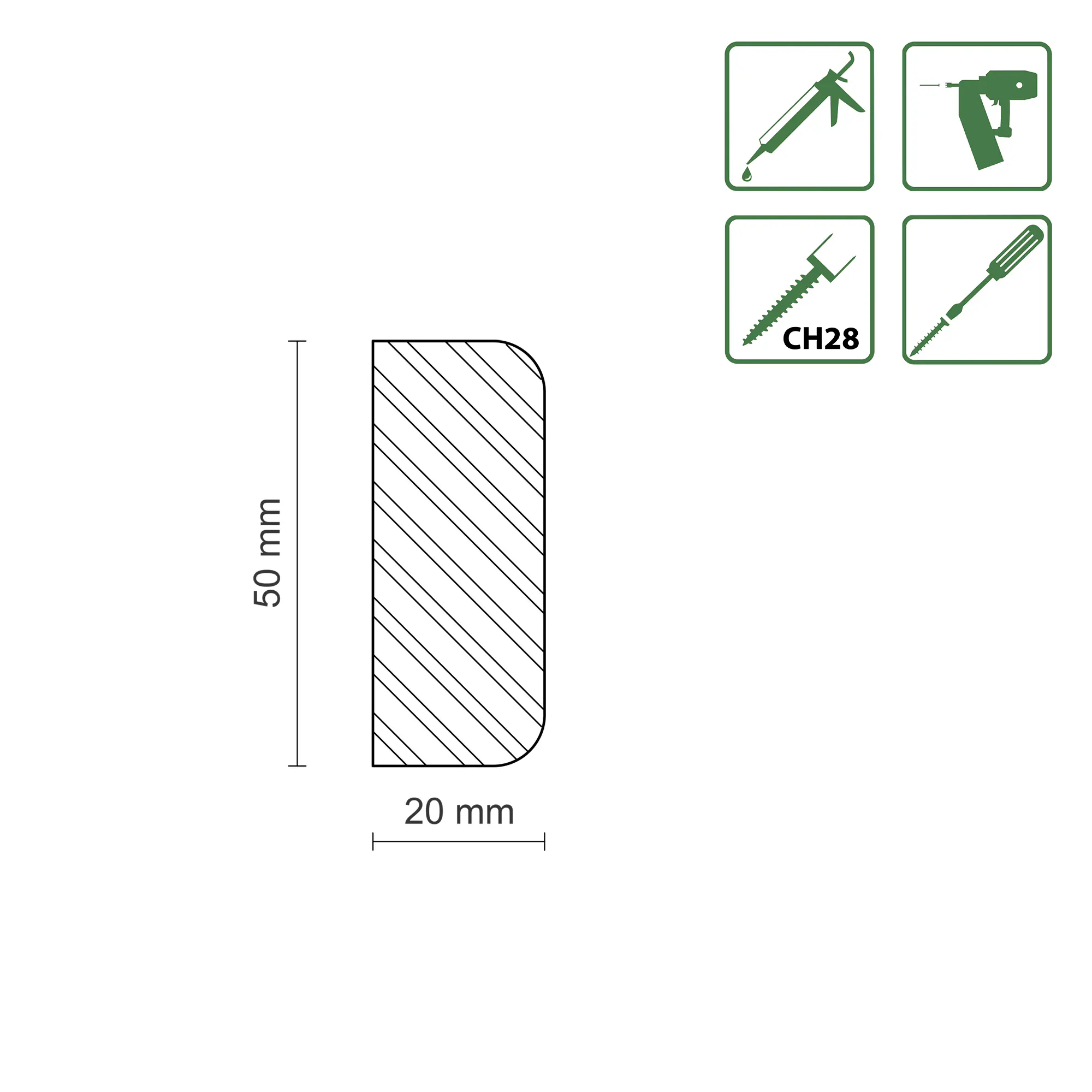 FN Neuhofer Bankleiste R6 95 cm 50 x 20 mm Buche