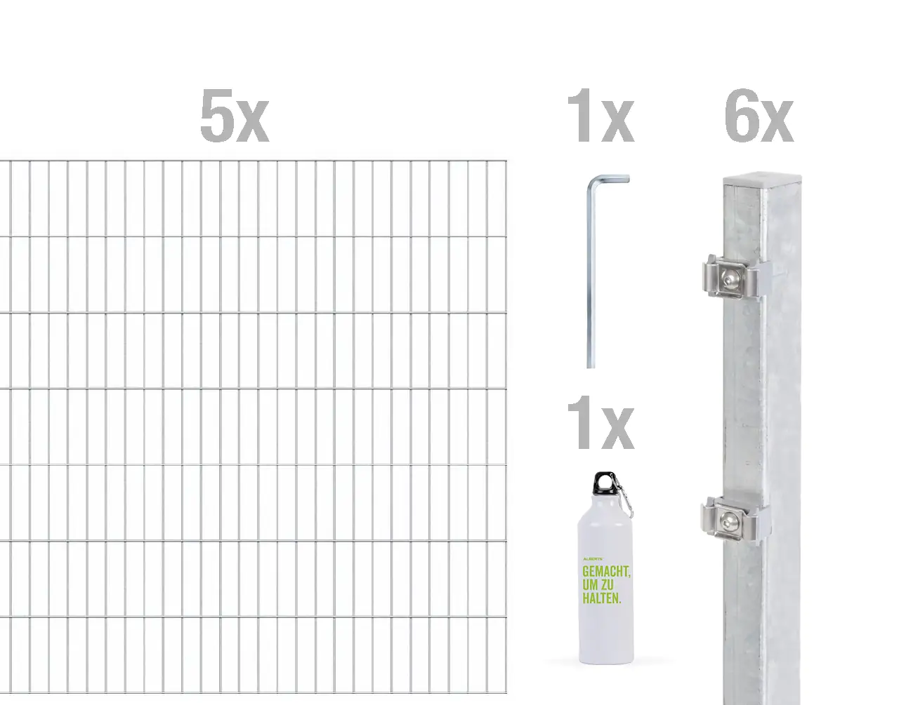 Alberts Komplettset Doppelstabmatten 10 m 140 cm 6/5/6 feuerverzinkt