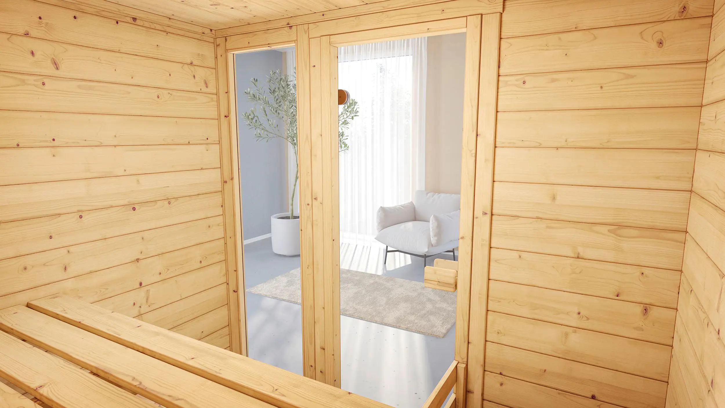 Weka Massivholzsauna Valida 2 mit Sicherheitsglastür und Fenster