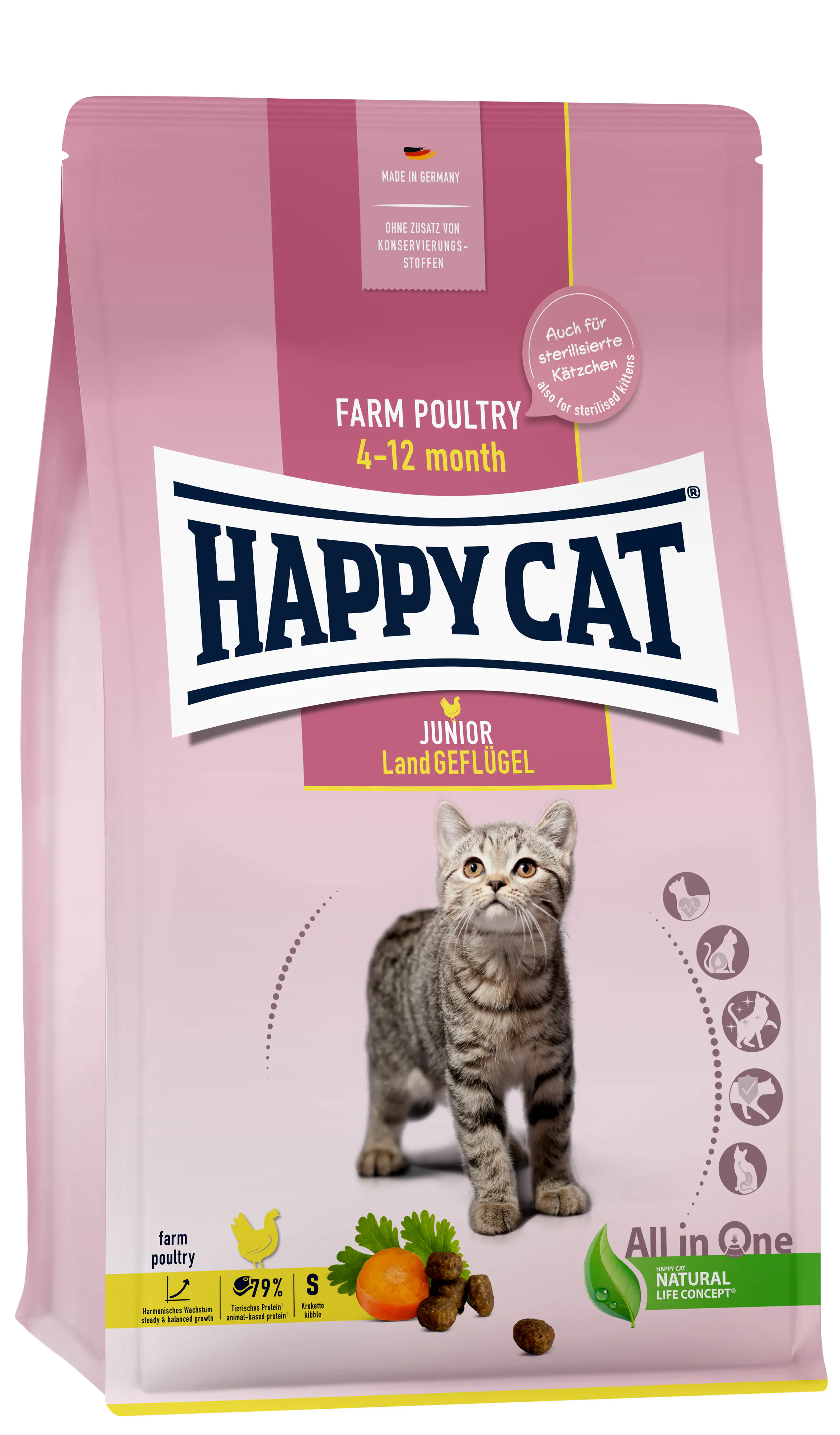 HappyCat Katzenfutter Junior Land Geflügel 300 g