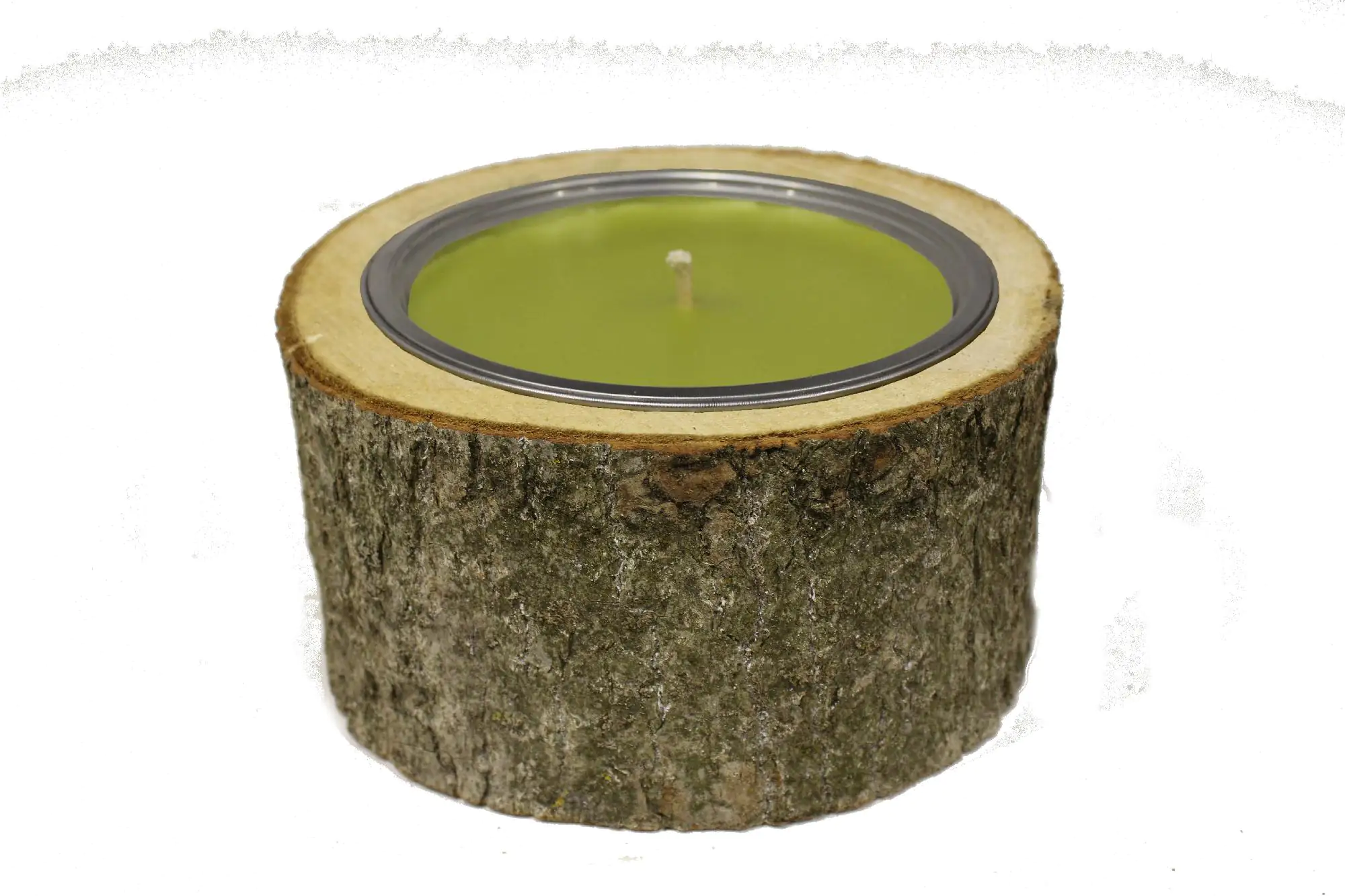 House of Rustic Kerze in Alu in Holz Zitronengras Ø 18 x 9 cm olivegrün