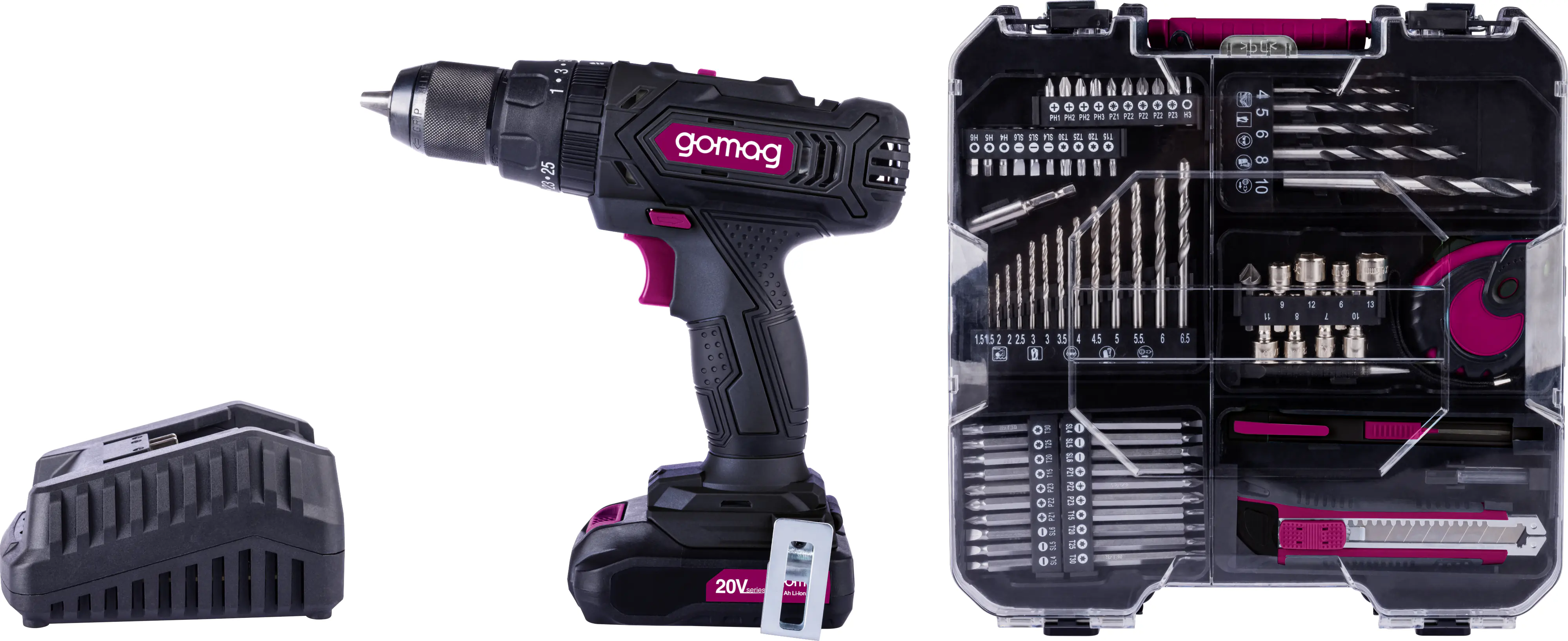 Gomag Akku-Schlagbohrschrauber-Set GO-CSK74/1 20 V Mobile Werkstatt Akku & Ladegerät Gomag Akku-Schlagbohrschrauber-Set GO-CSK74/1 20 V Mobile Werkstatt Akku & Ladegerät