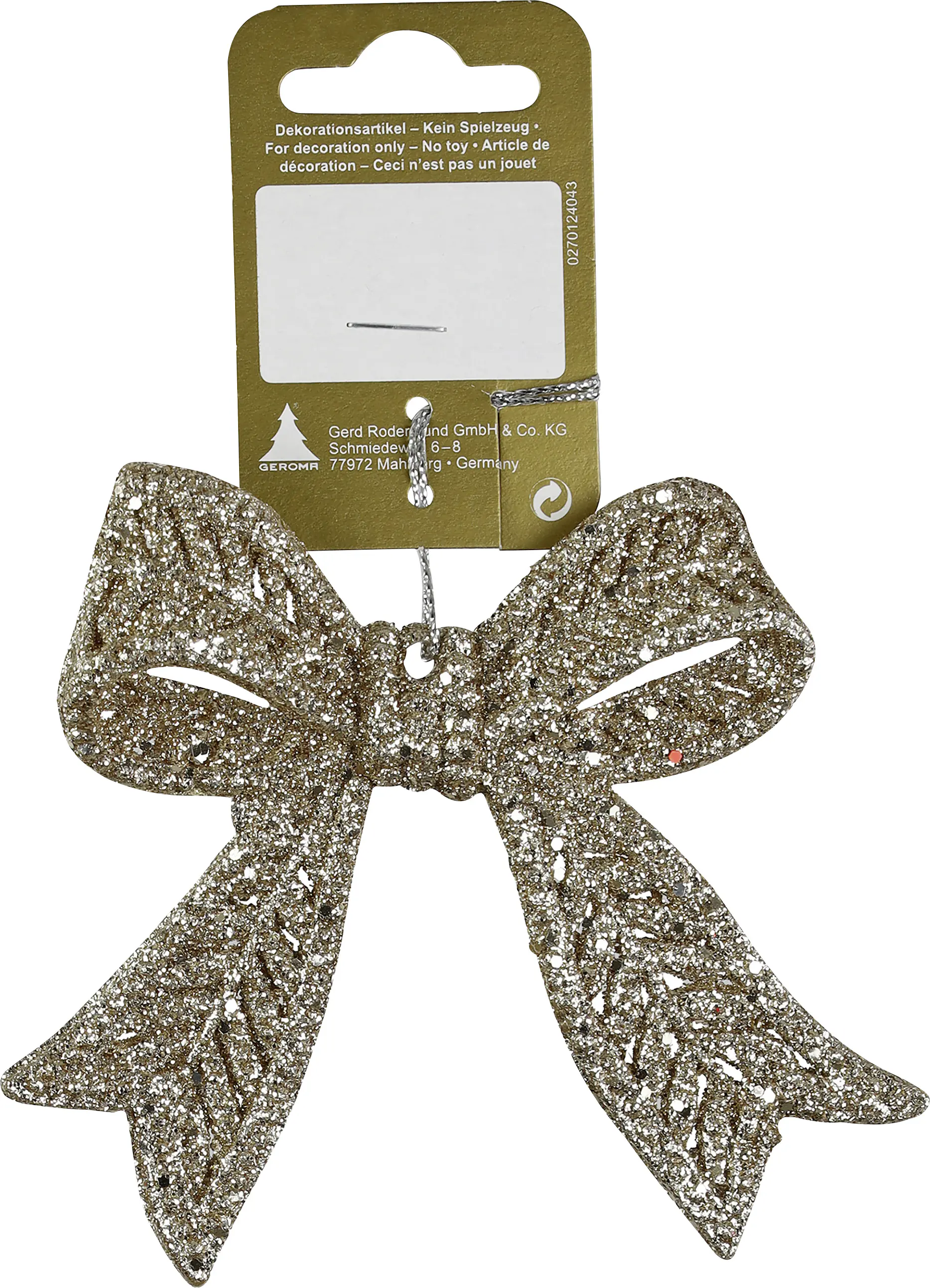 Weihnachtsanhänger Schleife aus Kunststoff 11 x 9,8 cm champagner