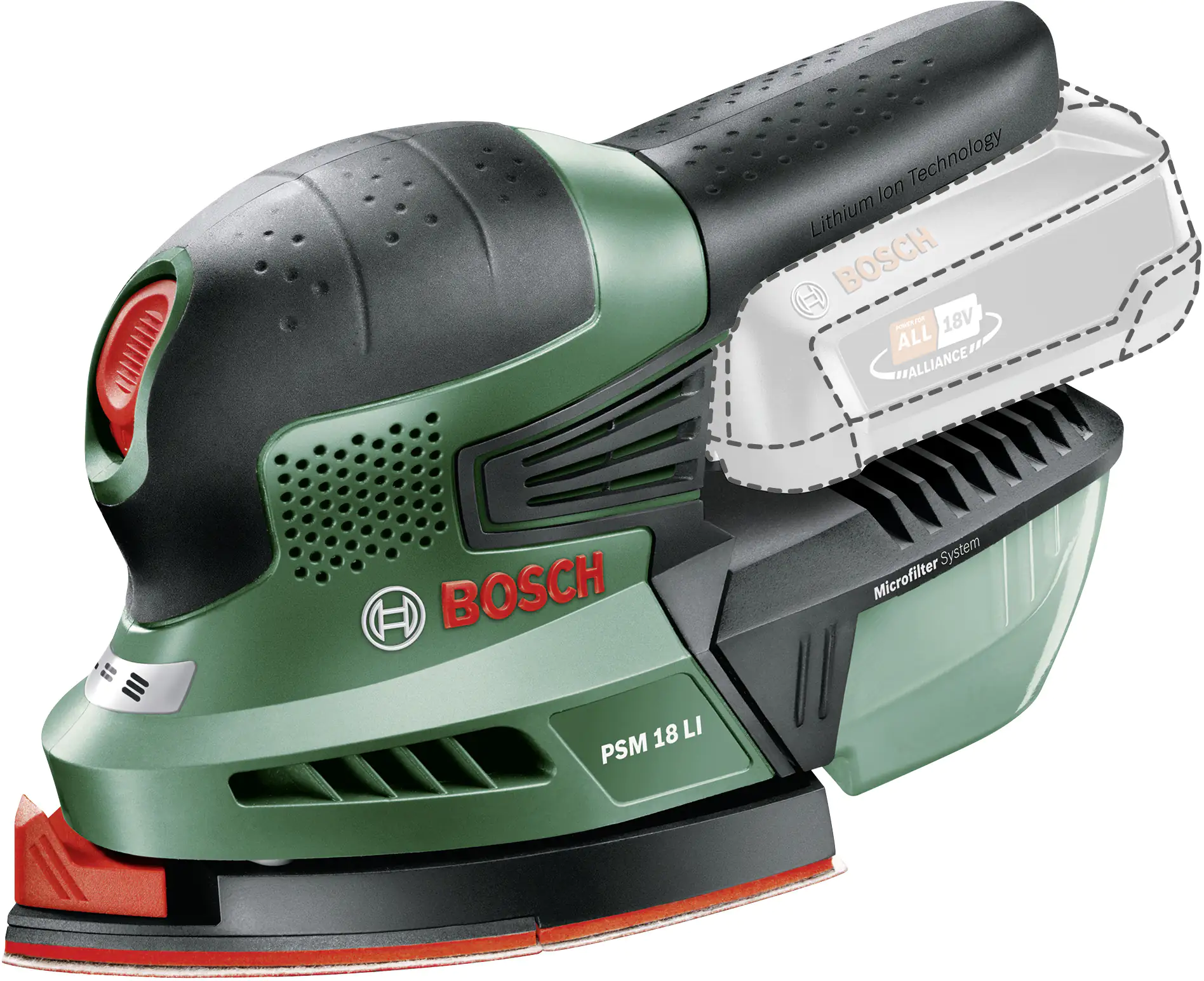 Bosch Dreieckschleifer PSM 18 LI 18 V Solo 104 cm² mit Zubehör Bosch Dreieckschleifer PSM 18 LI 18 V Solo 104 cm² mit Zubehör