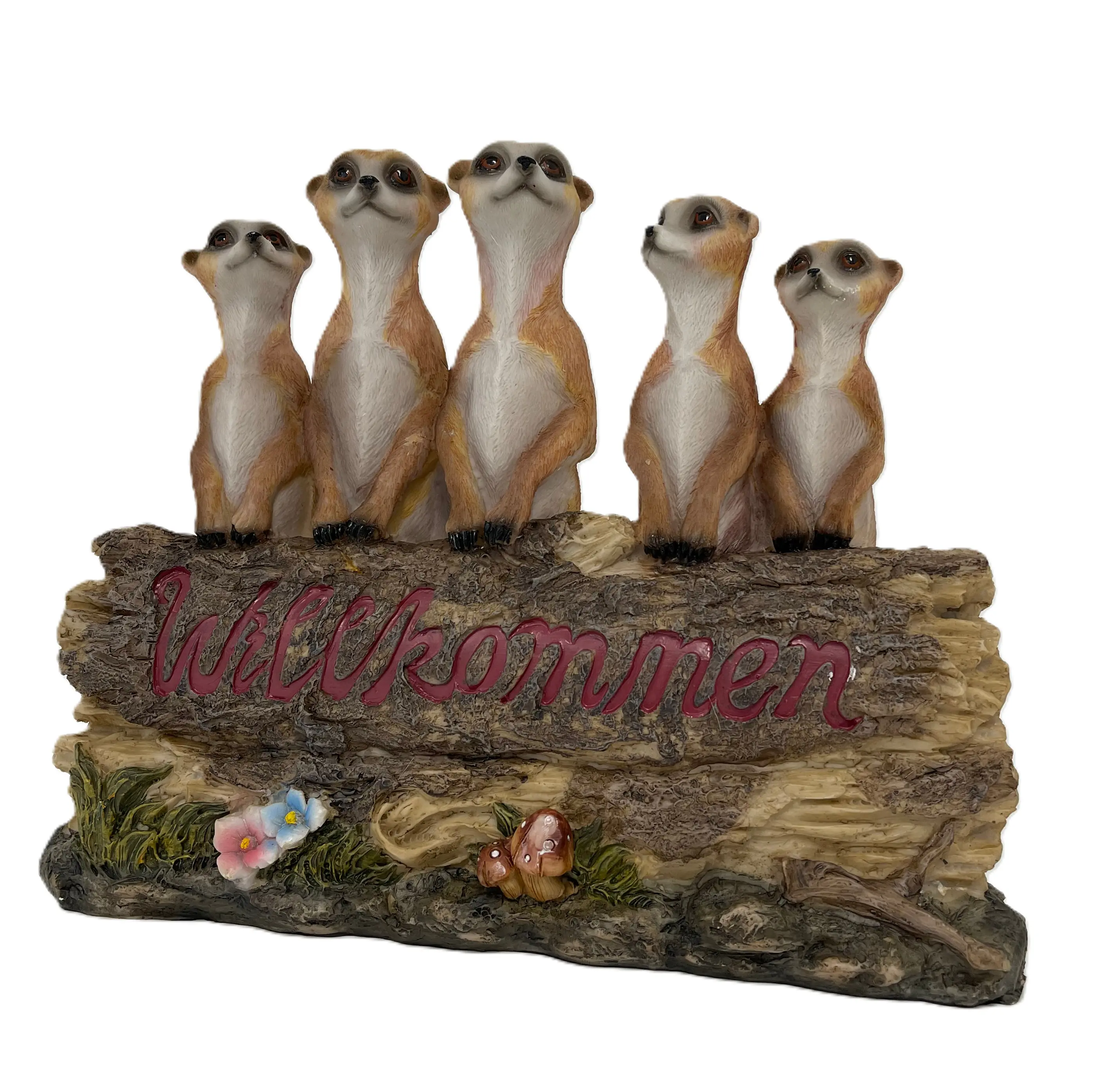 Dekofigur Erdmännchen Willkommen 30 x 24 x 9 cm 