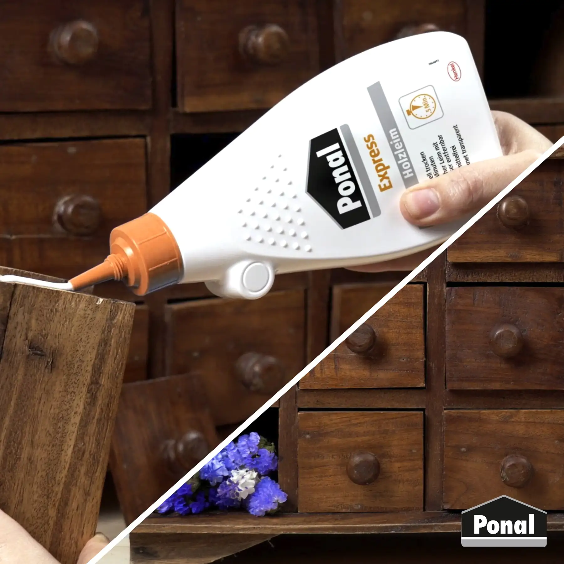 Ponal Holzleim Express 550 g Flasche, transparent