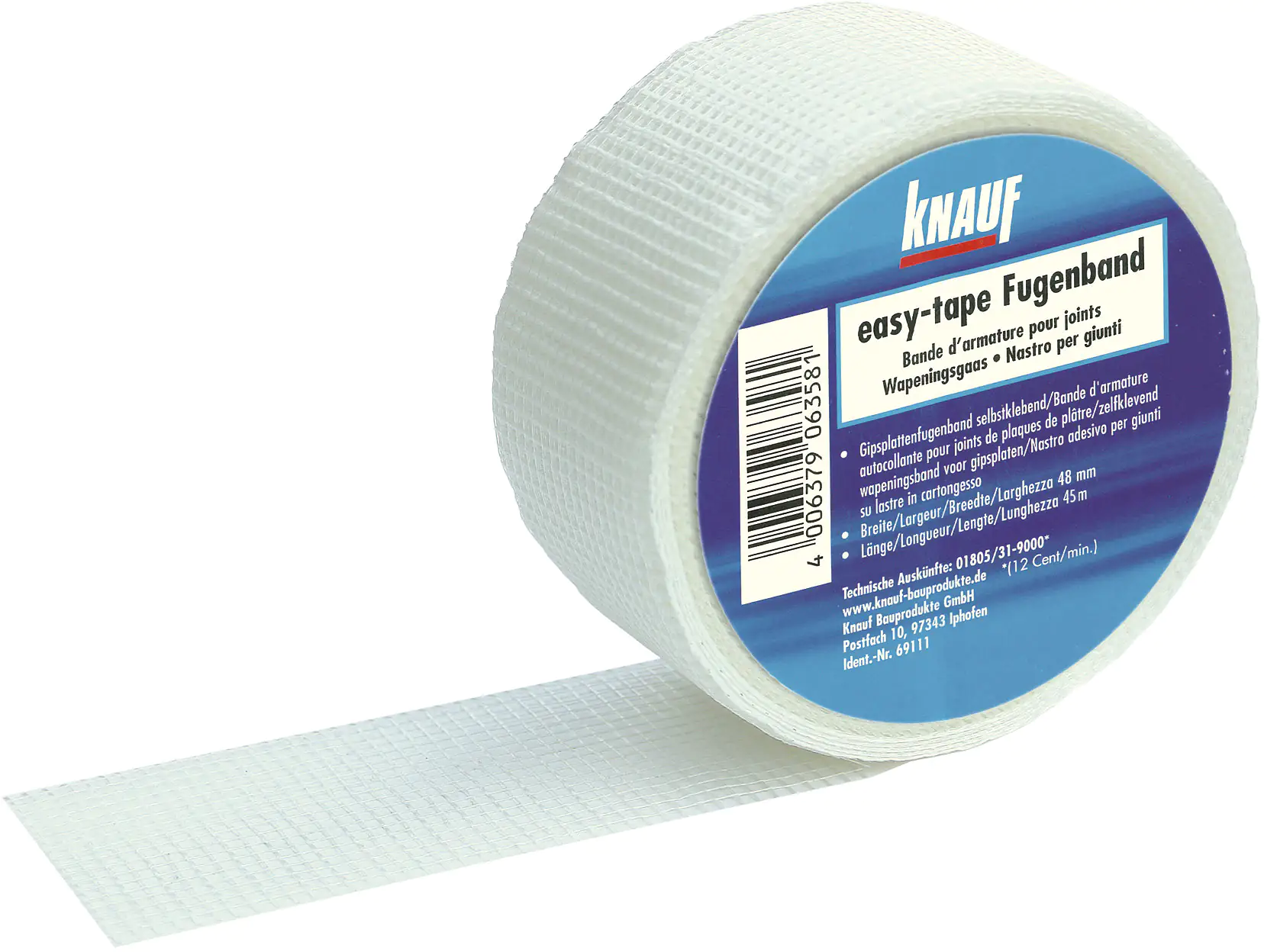Knauf Gipsfaser-Fugenband easy-tape 45 m x 48 mm Knauf Gipsfaser-Fugenband easy-tape 45 m x 48 mm