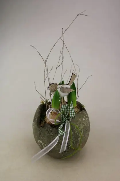 Arrangement Indoor Zementtopf Pflanzen-Mix 15 cm