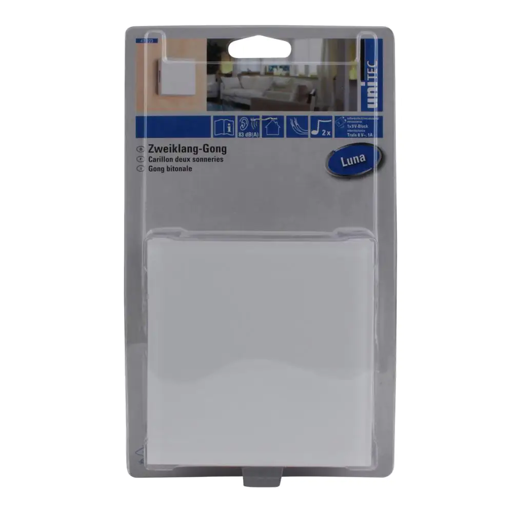 Unitec Zweiklang-Gong Luna Glasplatte weiß Unitec Zweiklang-Gong Luna Glasplatte weiß