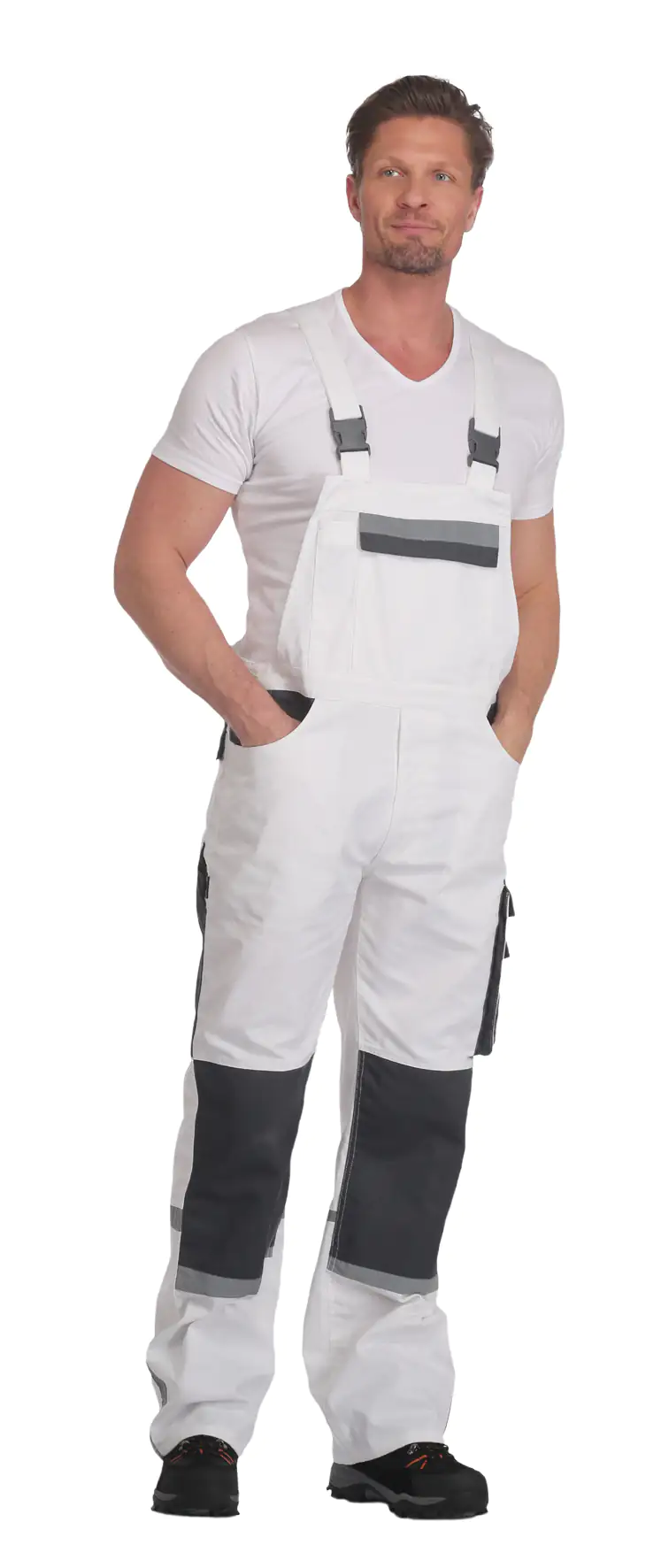 Charlie Barato Latzhose weiß/grau