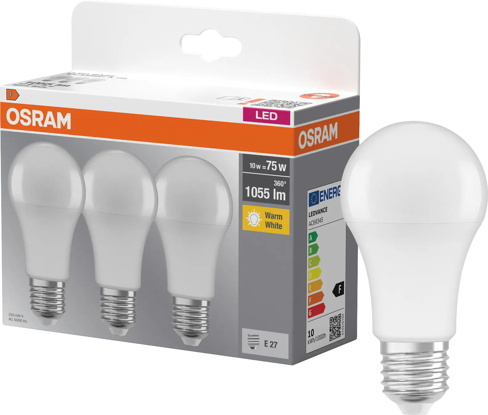 Ledvance LED-Leuchtmittel E27 Filament 10W 3er Pack
