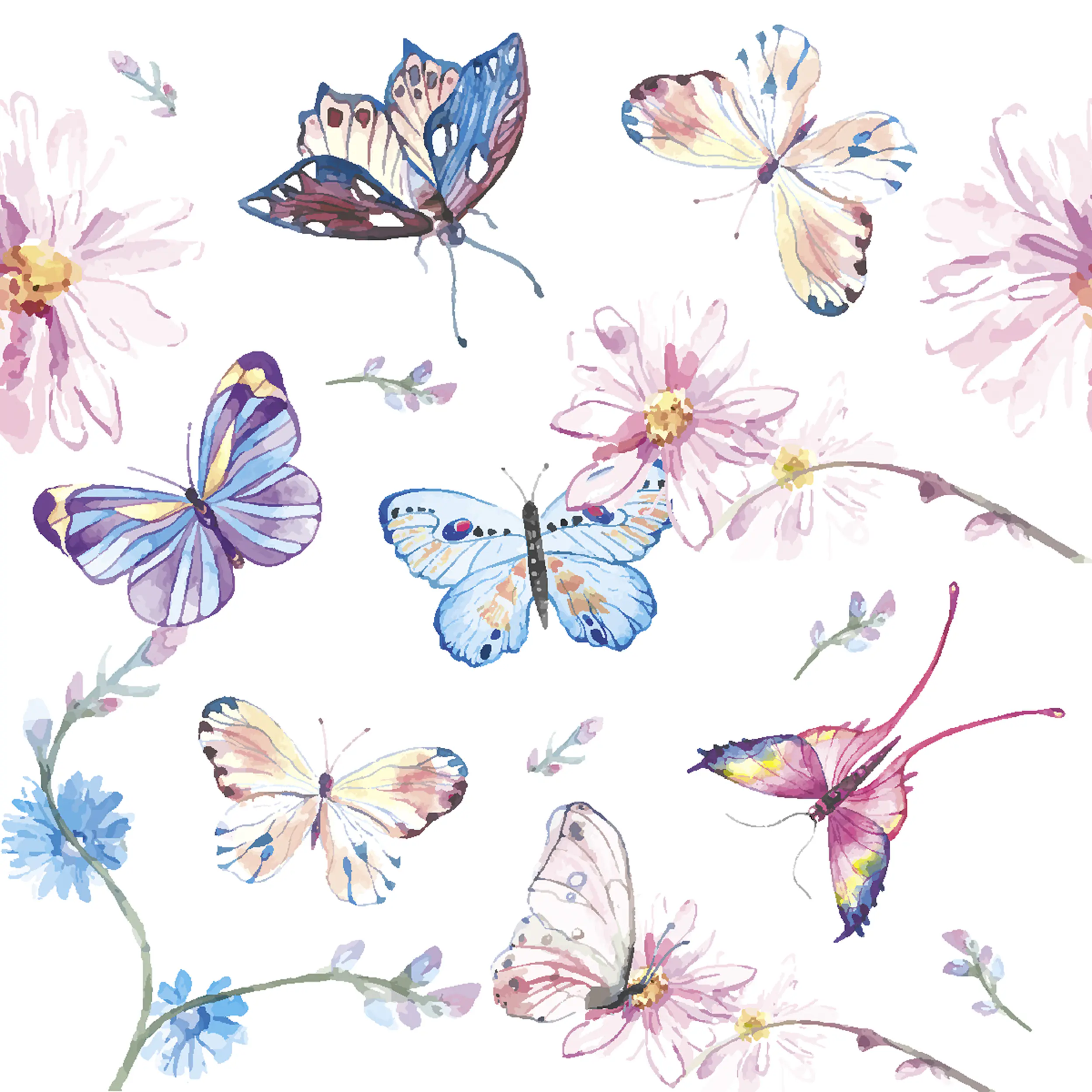 Duni Servietten Butterflies 24 x 24 cm - 20er Pack