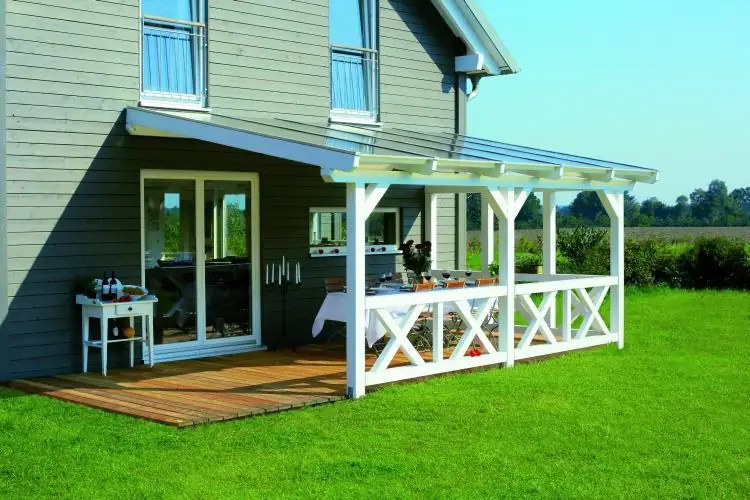 SKAN HOLZ Terrassenüberdachung Andria 434 x 250 cm, Leimholz, natur