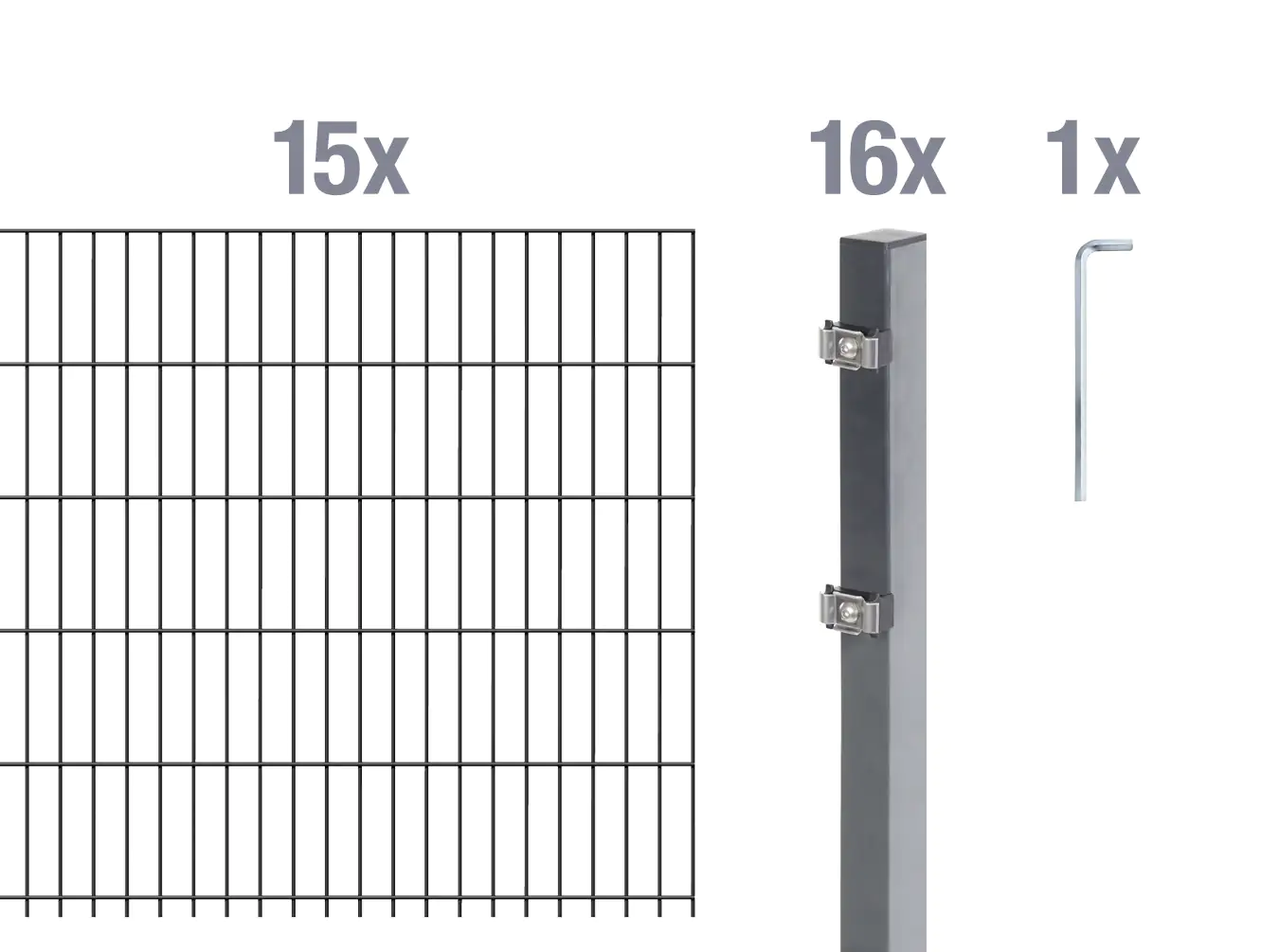 Alberts Doppelstabmatten-Grundset 30 m 200 x 160 cm 6/5/6 anthrazit Alberts Doppelstabmatten-Grundset 30 m 200 x 160 cm 6/5/6 anthrazit
