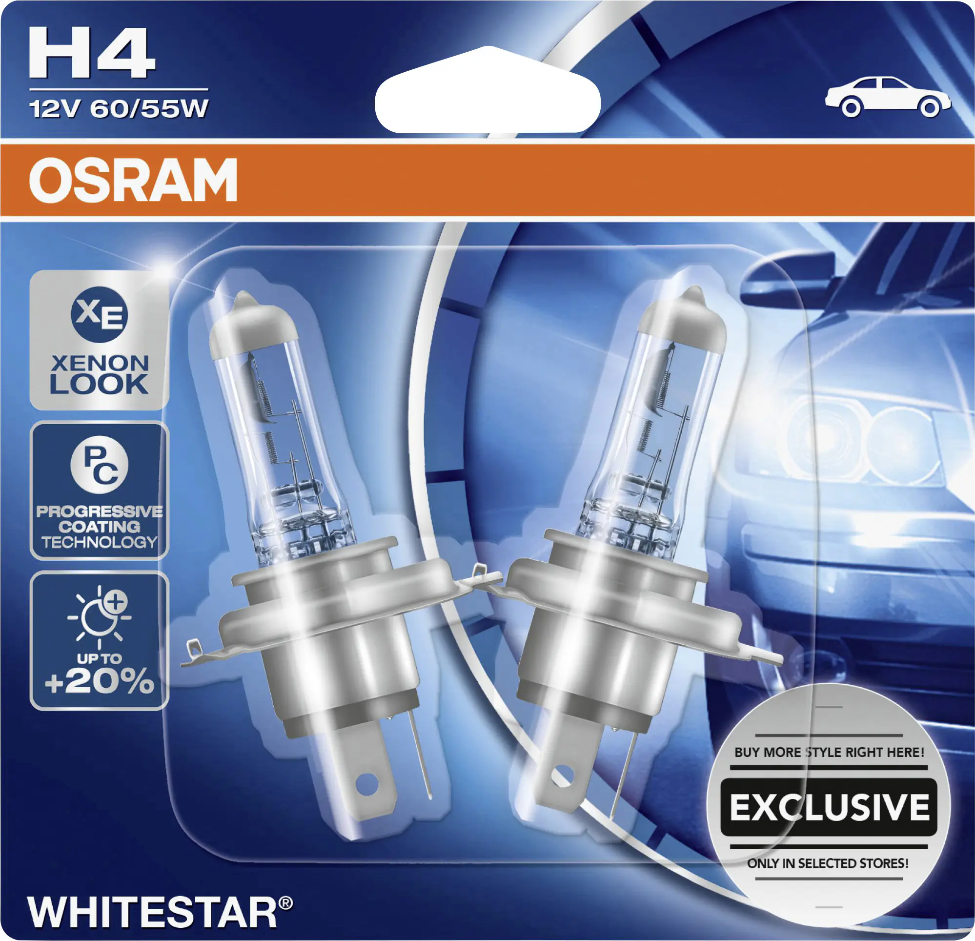 Osram GLL H4 Whitestar 2er-Set 12V 60/55W