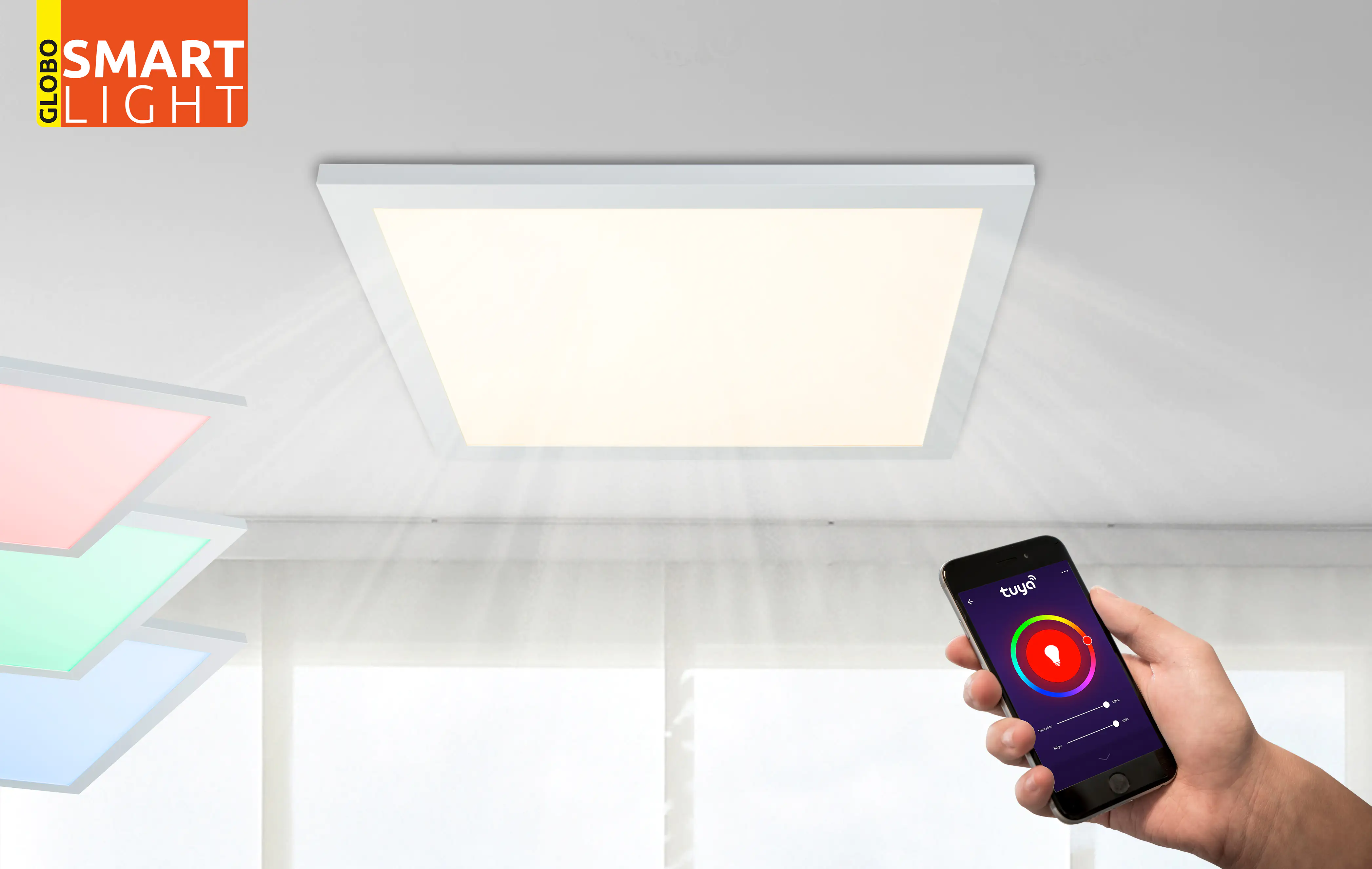9007371389728_1 Globo LED Deckenleuchte Rosi weiß 45 x 45 cm RGBW, dimmbar