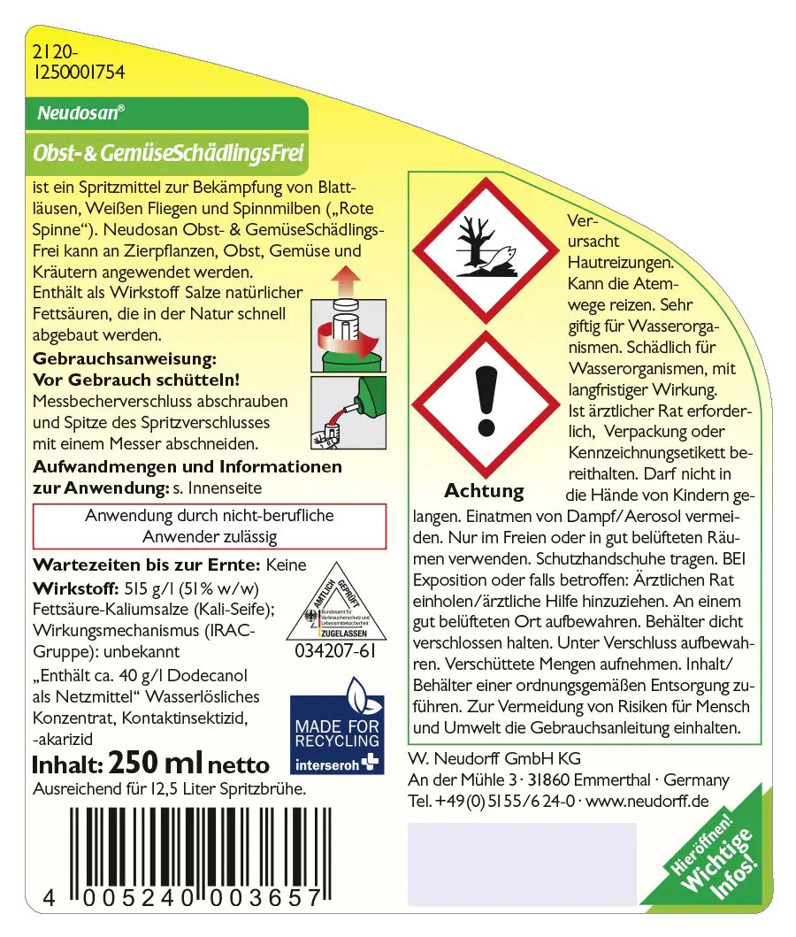 NeudorffNeudosan Obst Gemüseschädlingsfrei 250 ml