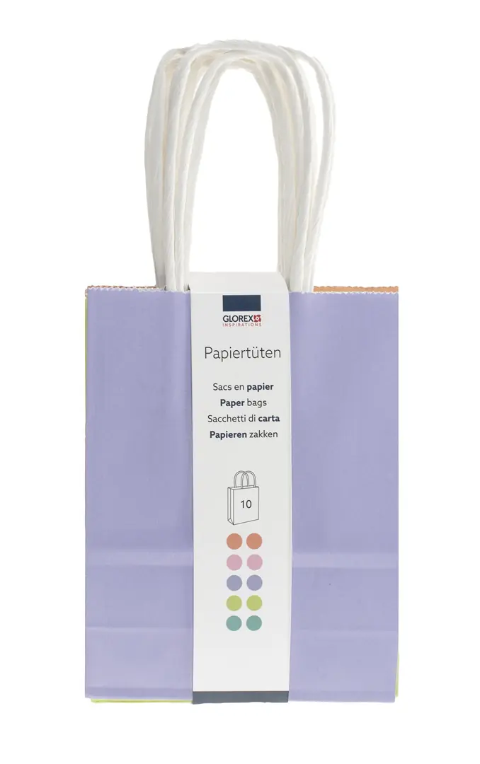Glorex Papiertragetasche mit Kordelgriff pastell 10 Stk. 12 x 15 cm