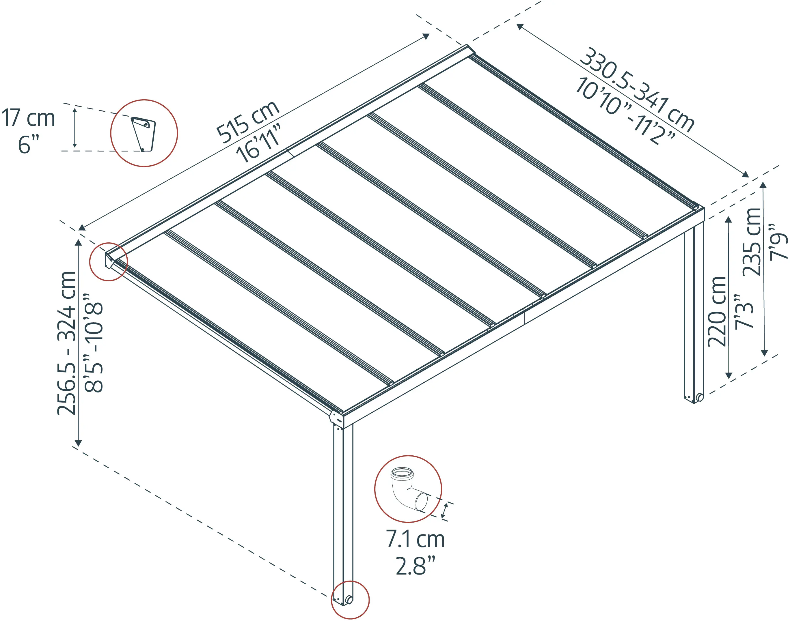 Canopia Terrassenüberdachung Stockholm  515 x 330,5 cm anthrazit