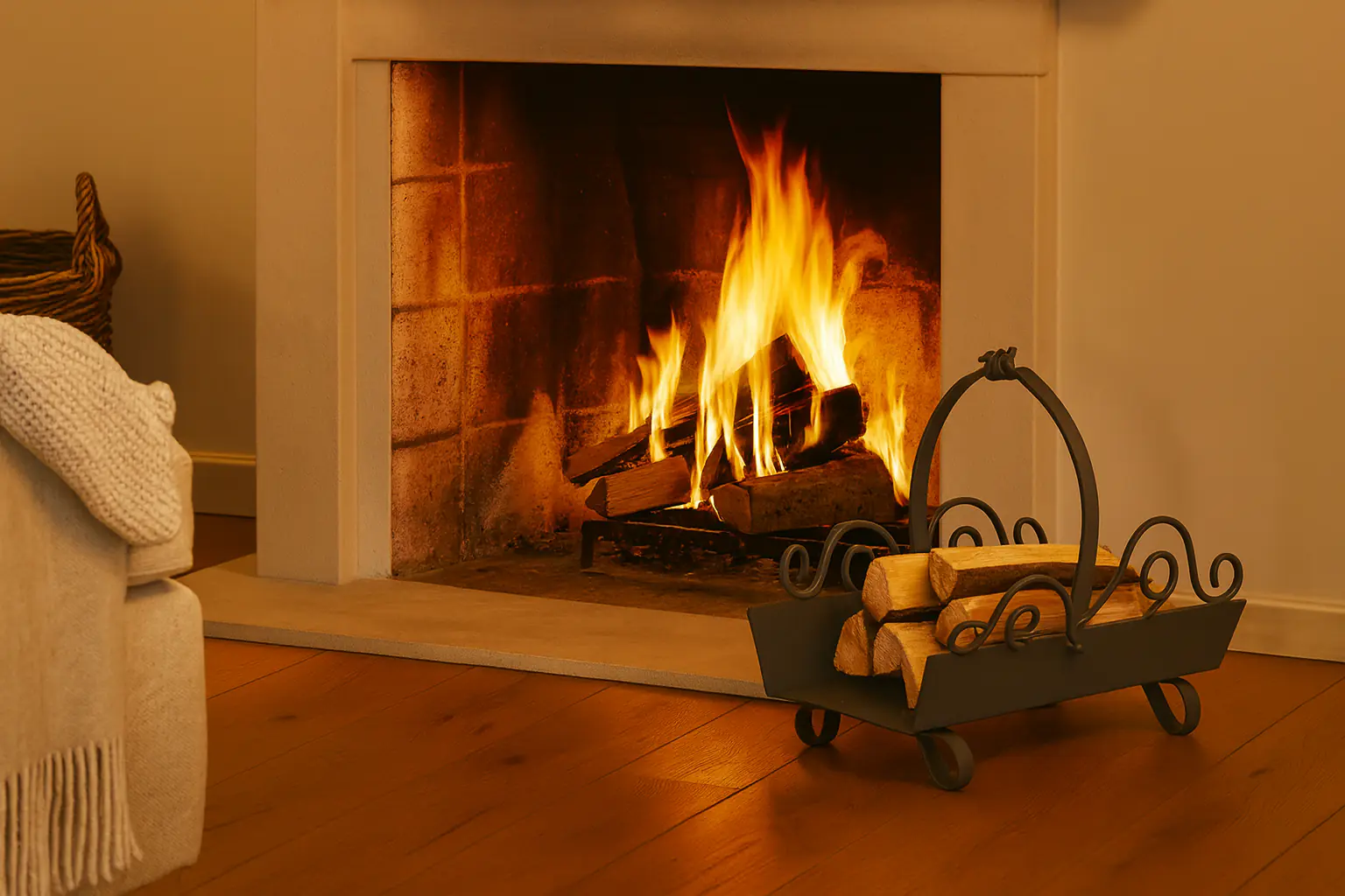 FireFix Holztrage aus Schmiedeeisen 823 schwarz