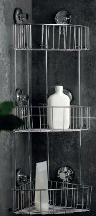 Primaster Eck-Duschkorb Octopus Edelstahl 3 Ablagen chrom ohne Bohren